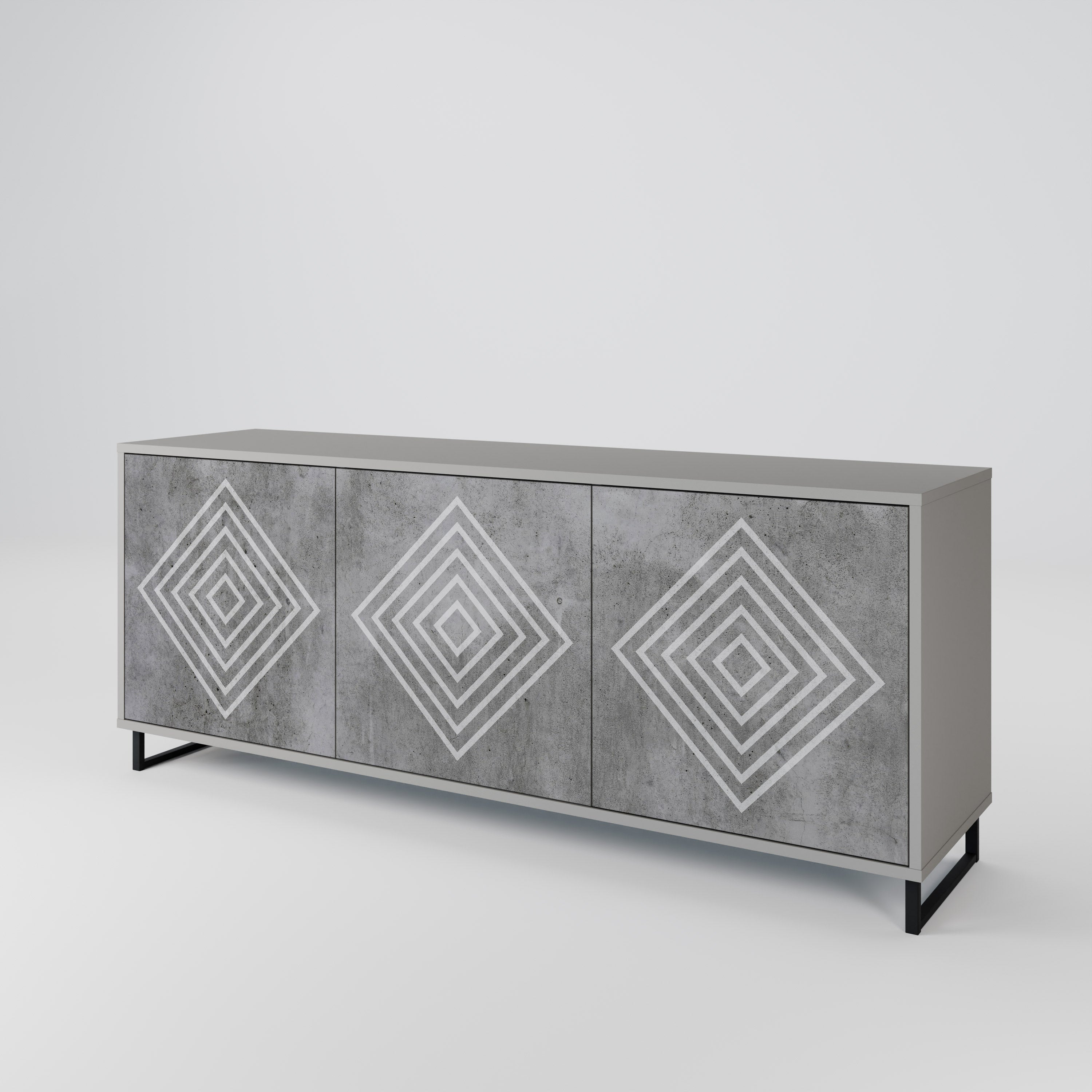 POLYGONAL ARTISTRY Komoda 3-drzwiowa korpus Szary