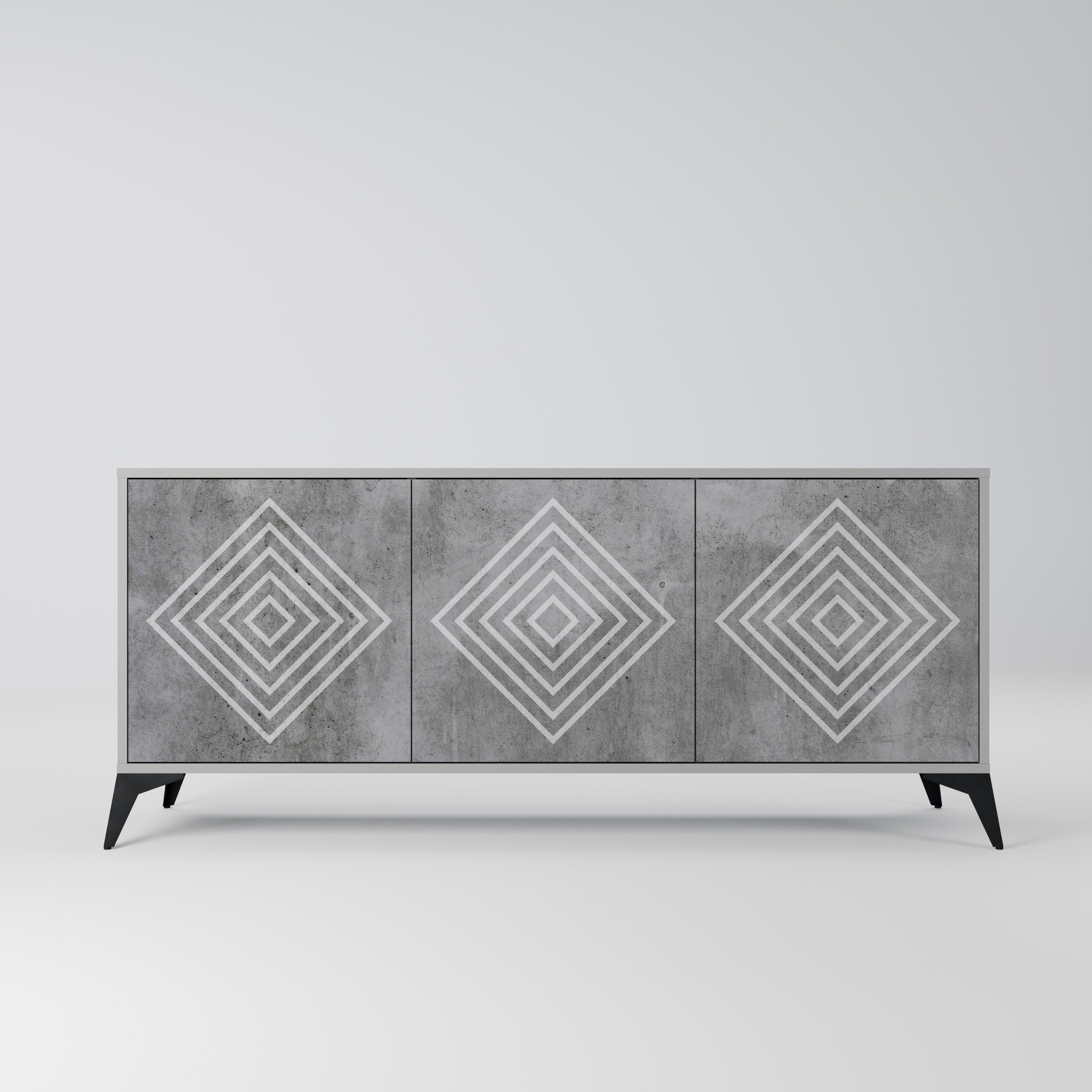 POLYGONAL ARTISTRY Komoda 3-drzwiowa korpus Szary