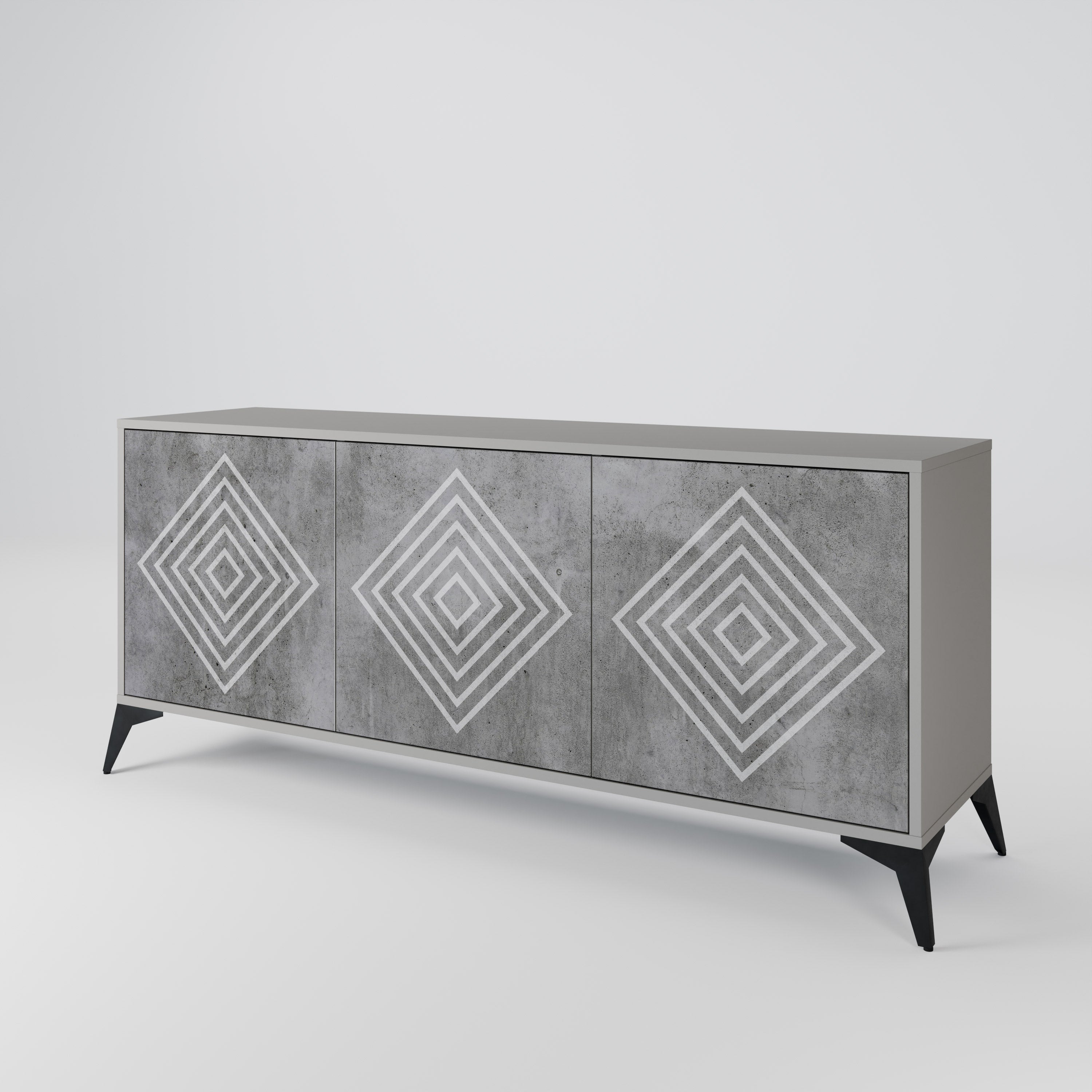 POLYGONAL ARTISTRY Komoda 3-drzwiowa korpus Szary