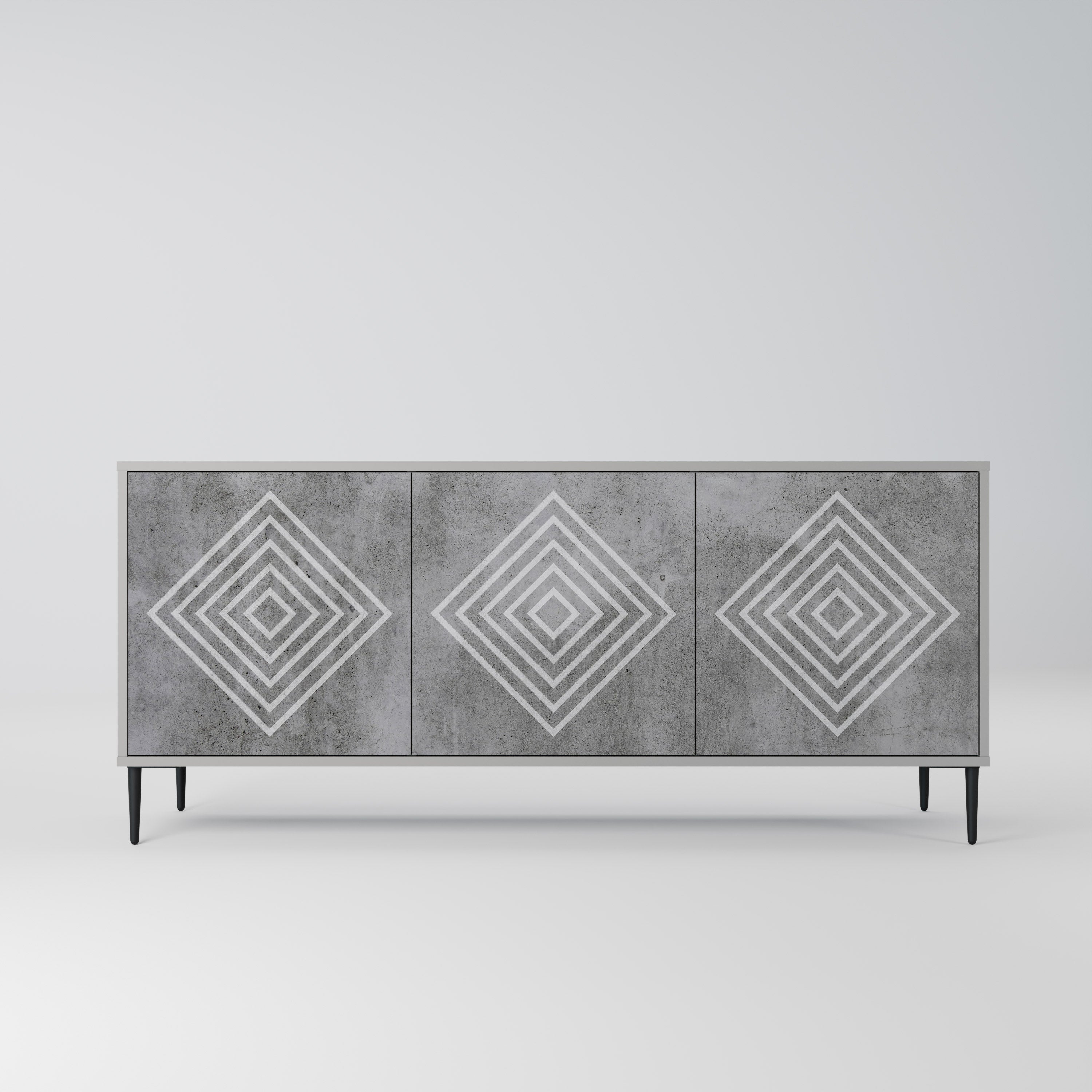 POLYGONAL ARTISTRY Komoda 3-drzwiowa korpus Szary