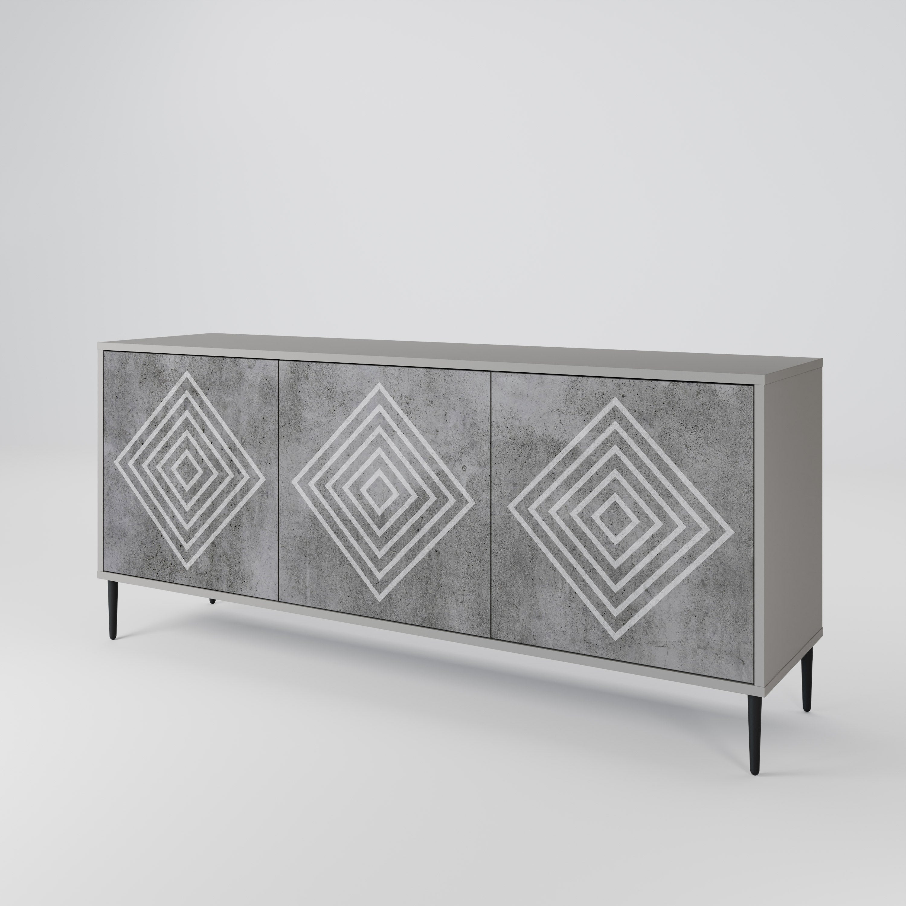POLYGONAL ARTISTRY Komoda 3-drzwiowa korpus Szary