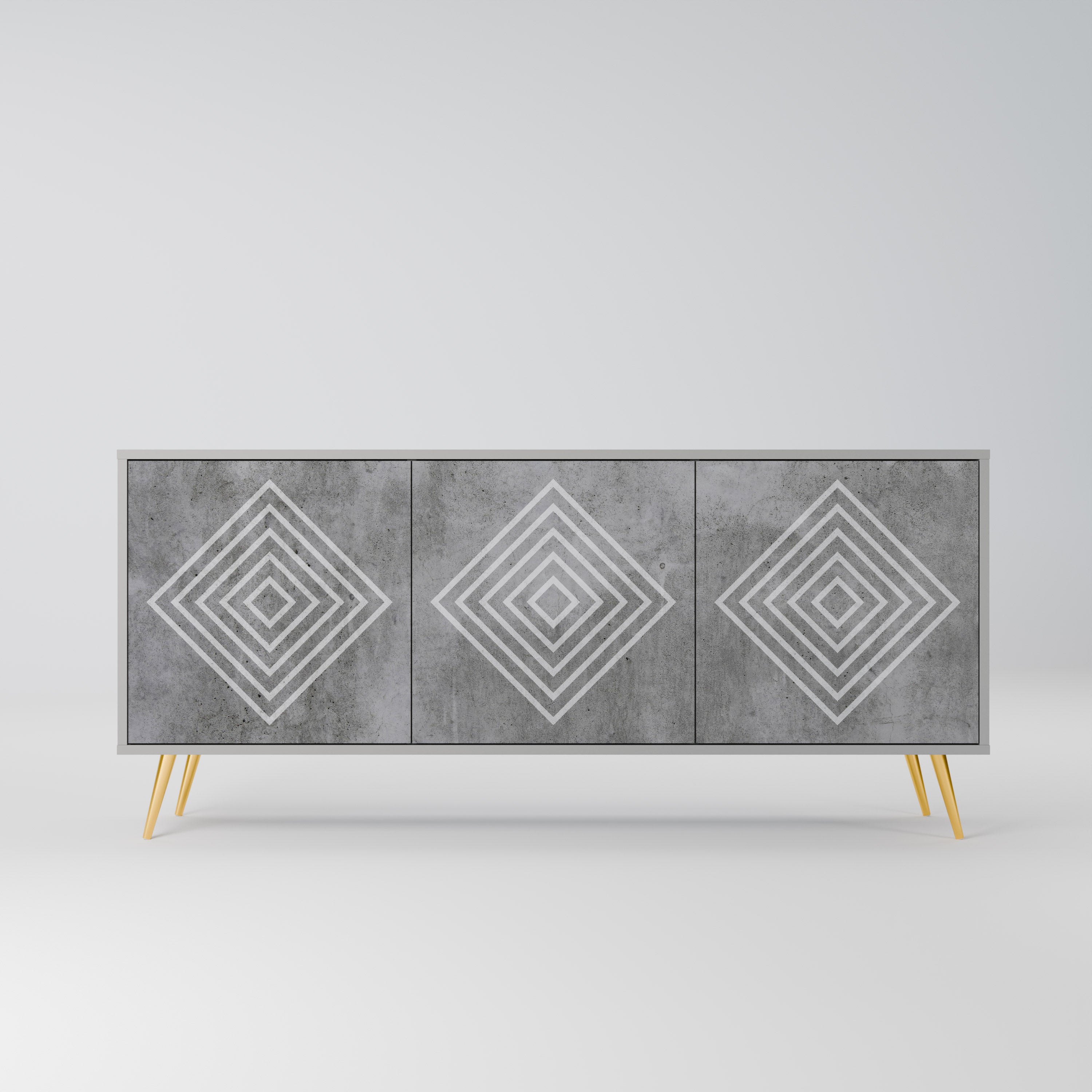 POLYGONAL ARTISTRY Komoda 3-drzwiowa korpus Szary