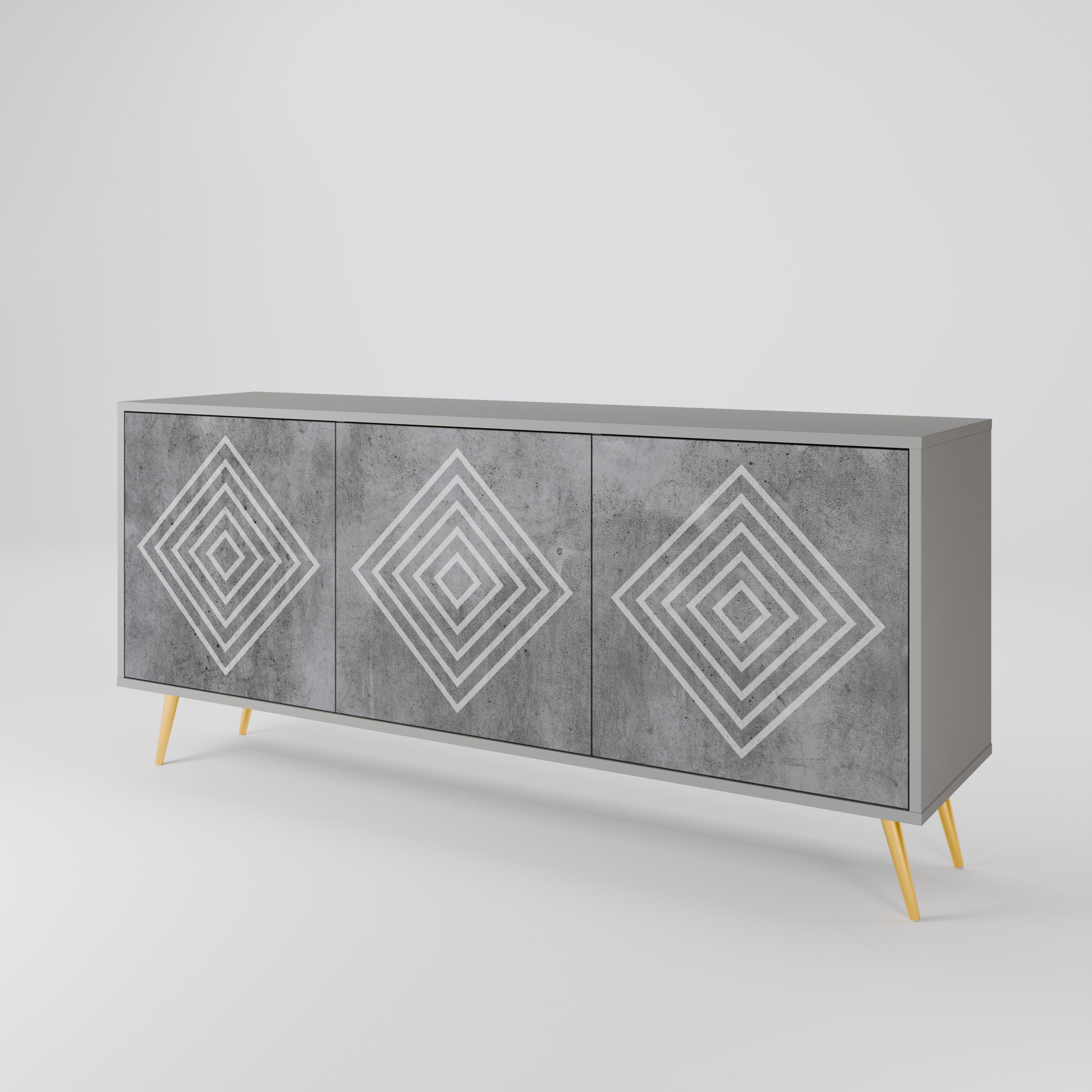 POLYGONAL ARTISTRY Komoda 3-drzwiowa korpus Szary