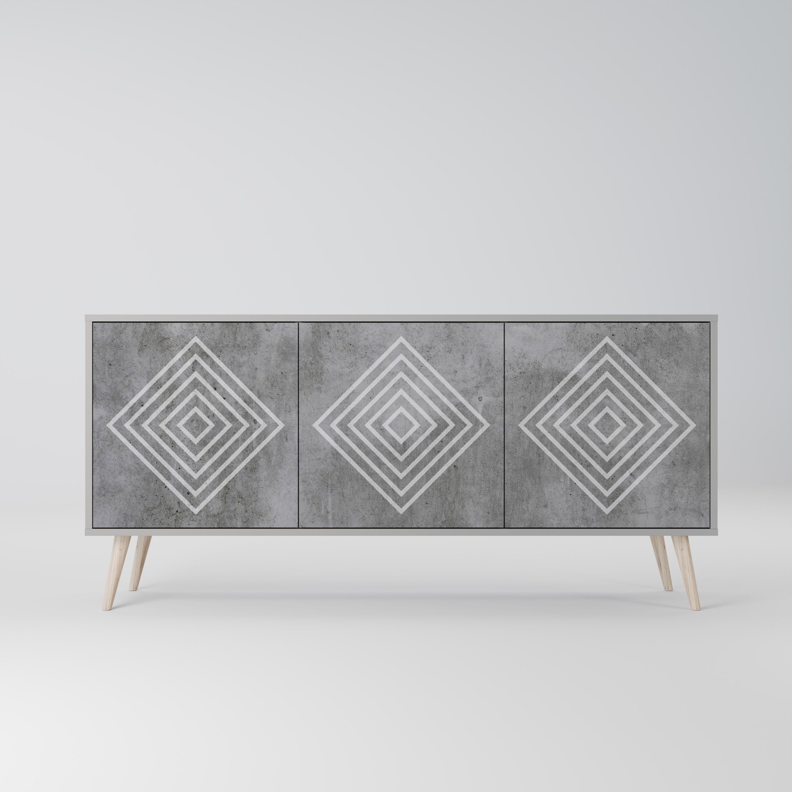 POLYGONAL ARTISTRY Komoda 3-drzwiowa korpus Szary