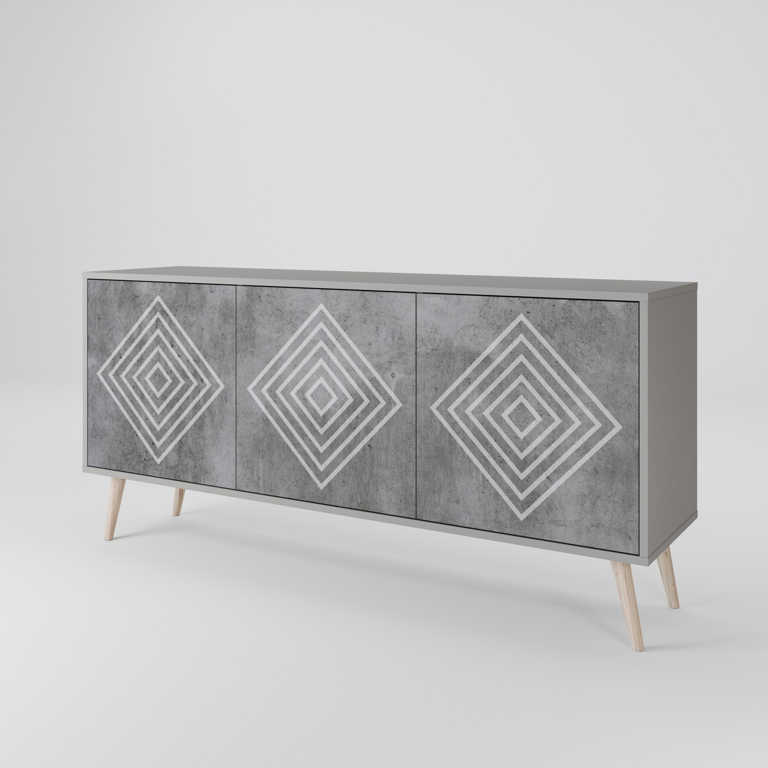 POLYGONAL ARTISTRY Komoda 3-drzwiowa korpus Szary