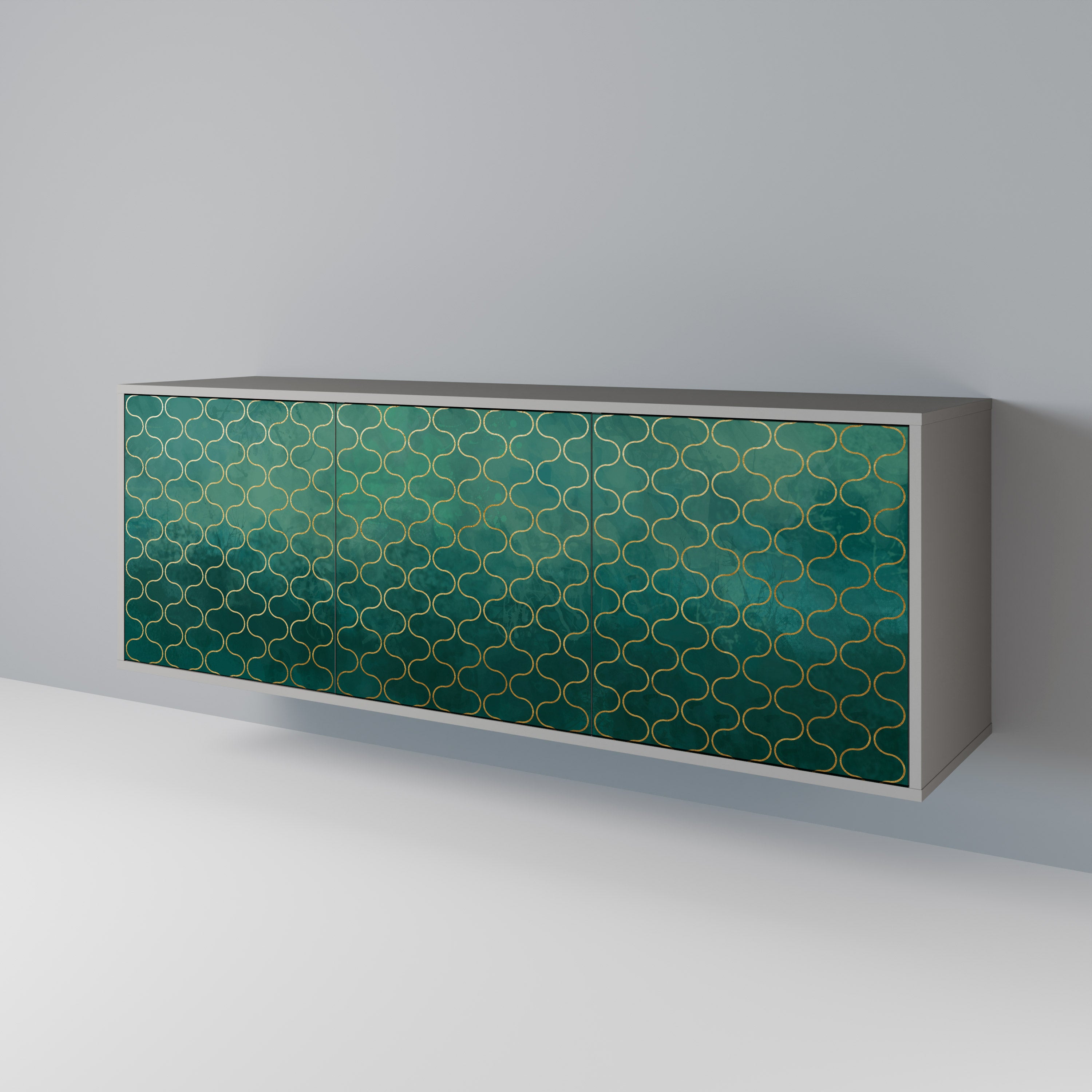 TESSELATED GREENERY Komoda 3-drzwiowa korpus Szary