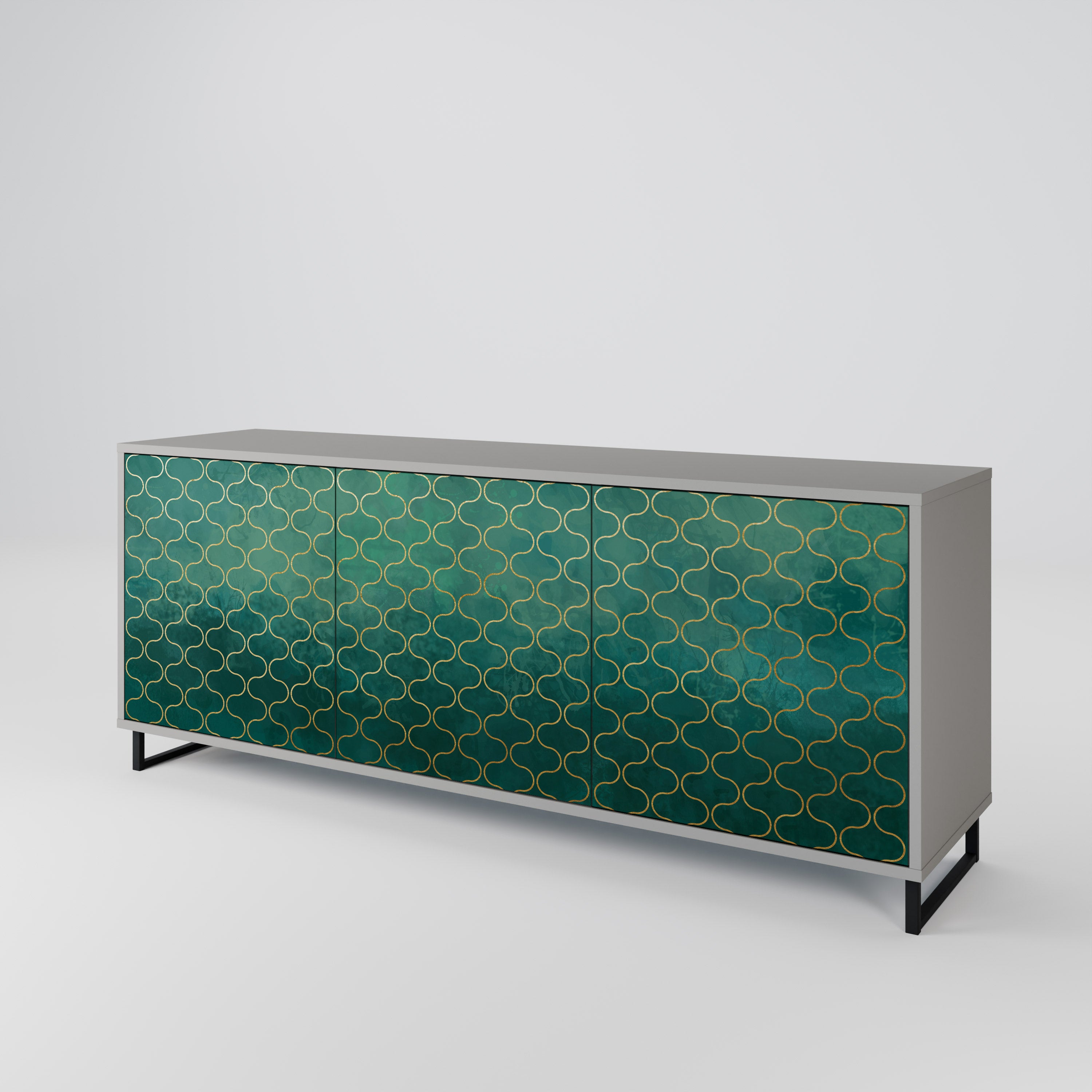 TESSELATED GREENERY Komoda 3-drzwiowa korpus Szary