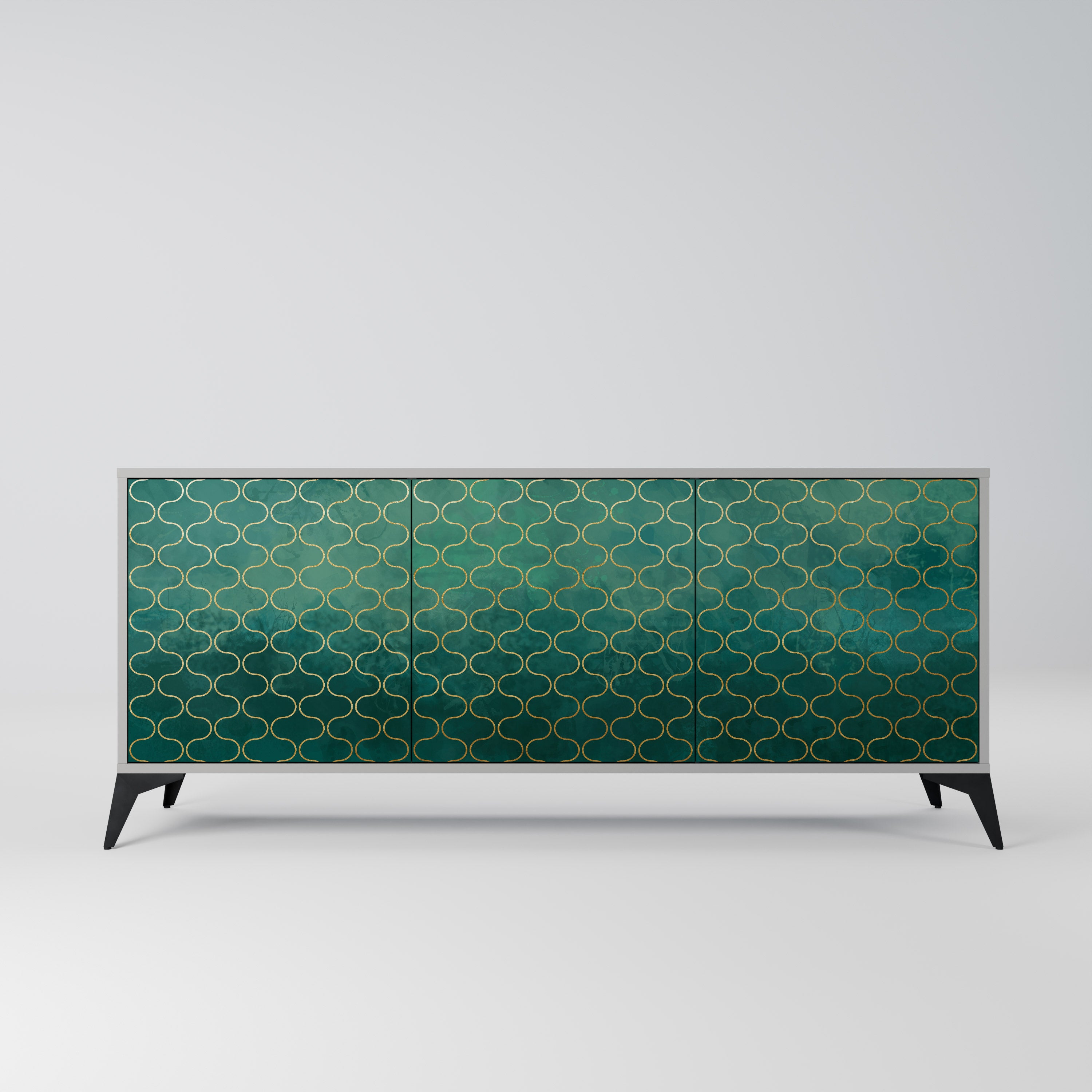 TESSELATED GREENERY Komoda 3-drzwiowa korpus Szary