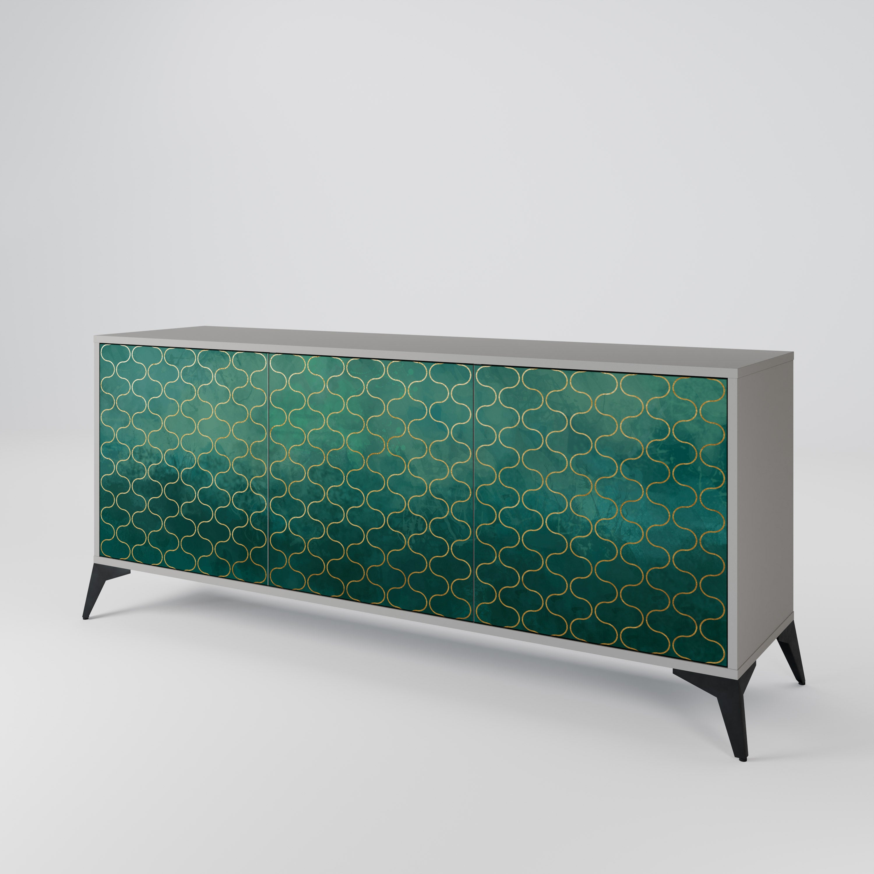 TESSELATED GREENERY Komoda 3-drzwiowa korpus Szary