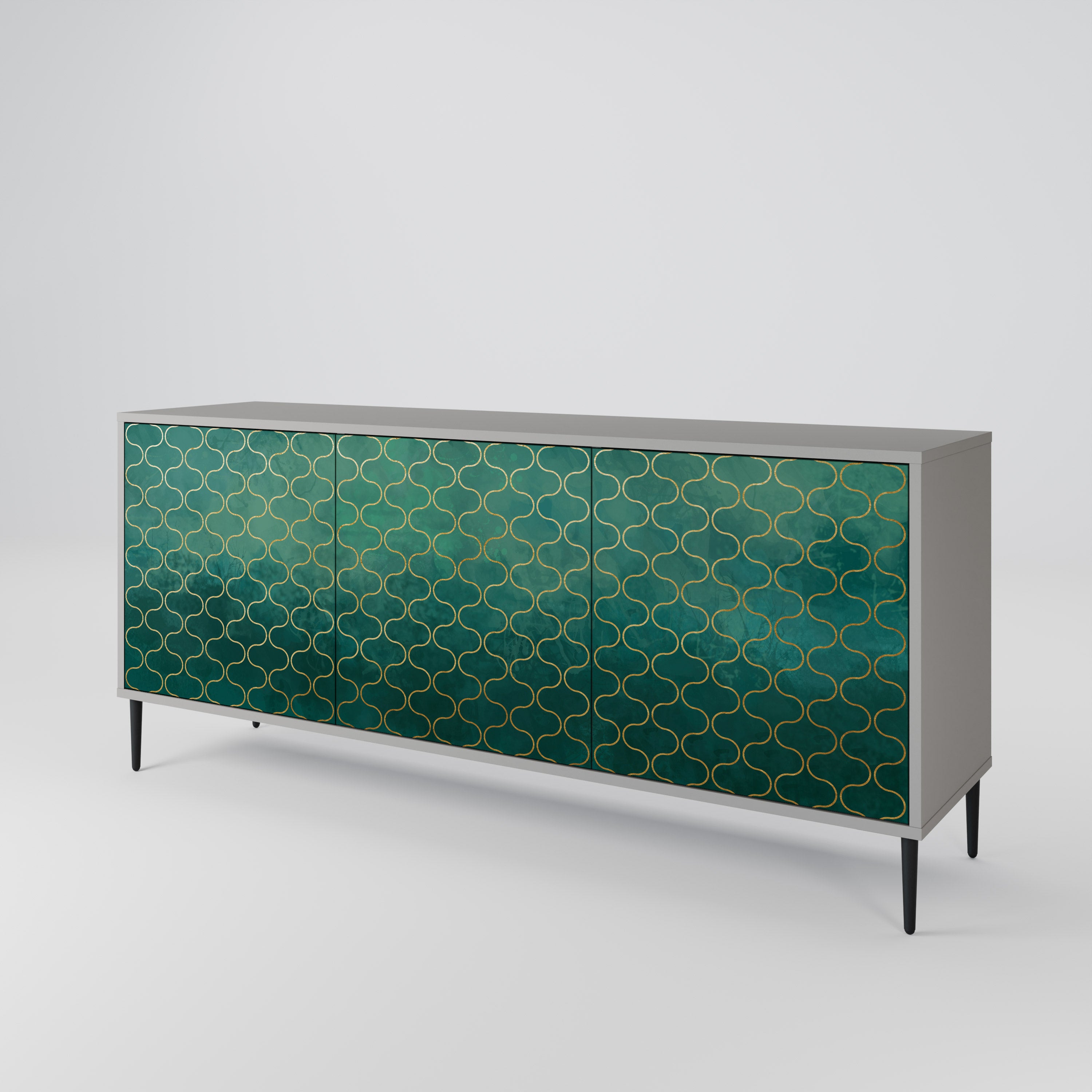 TESSELATED GREENERY Komoda 3-drzwiowa korpus Szary