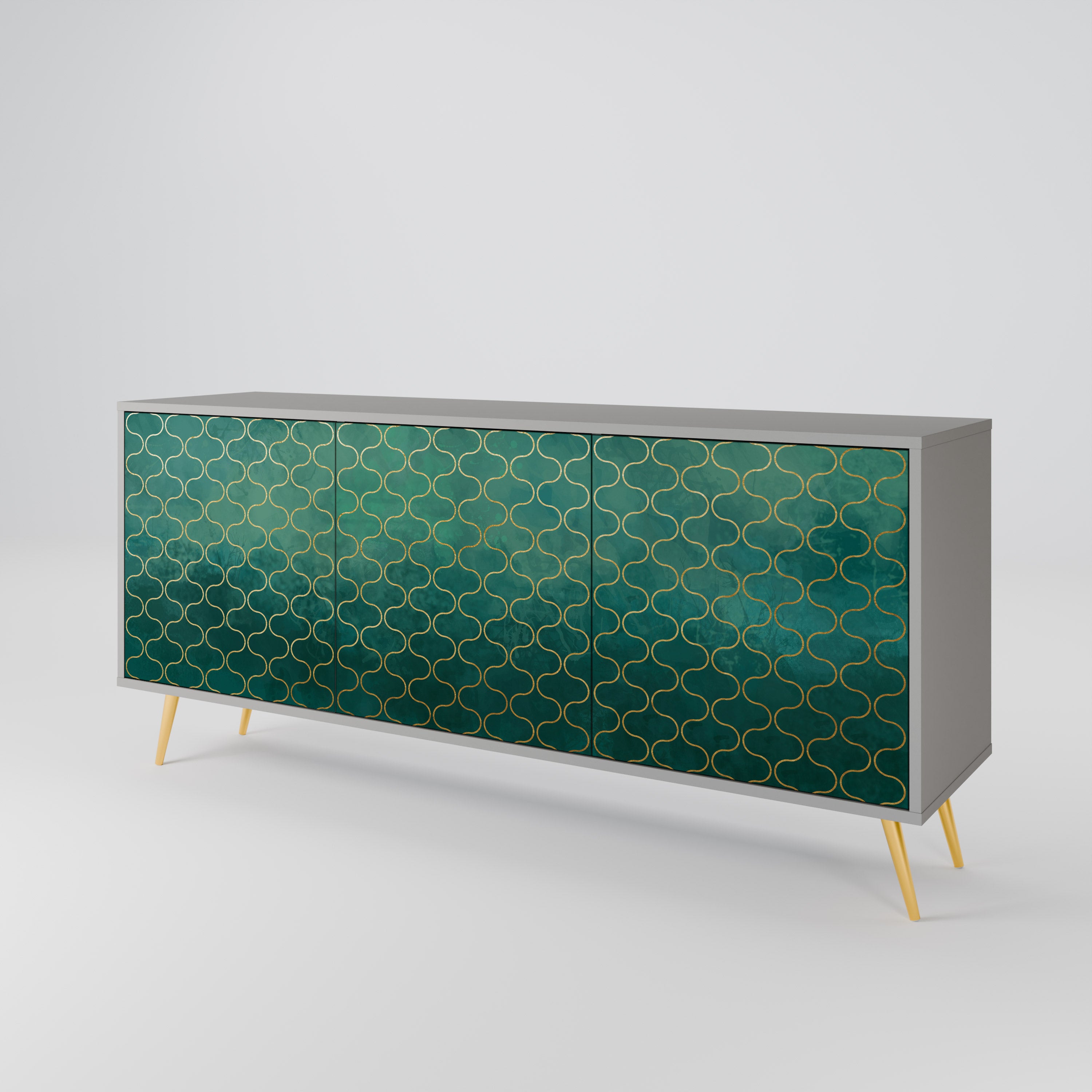 TESSELATED GREENERY Komoda 3-drzwiowa korpus Szary