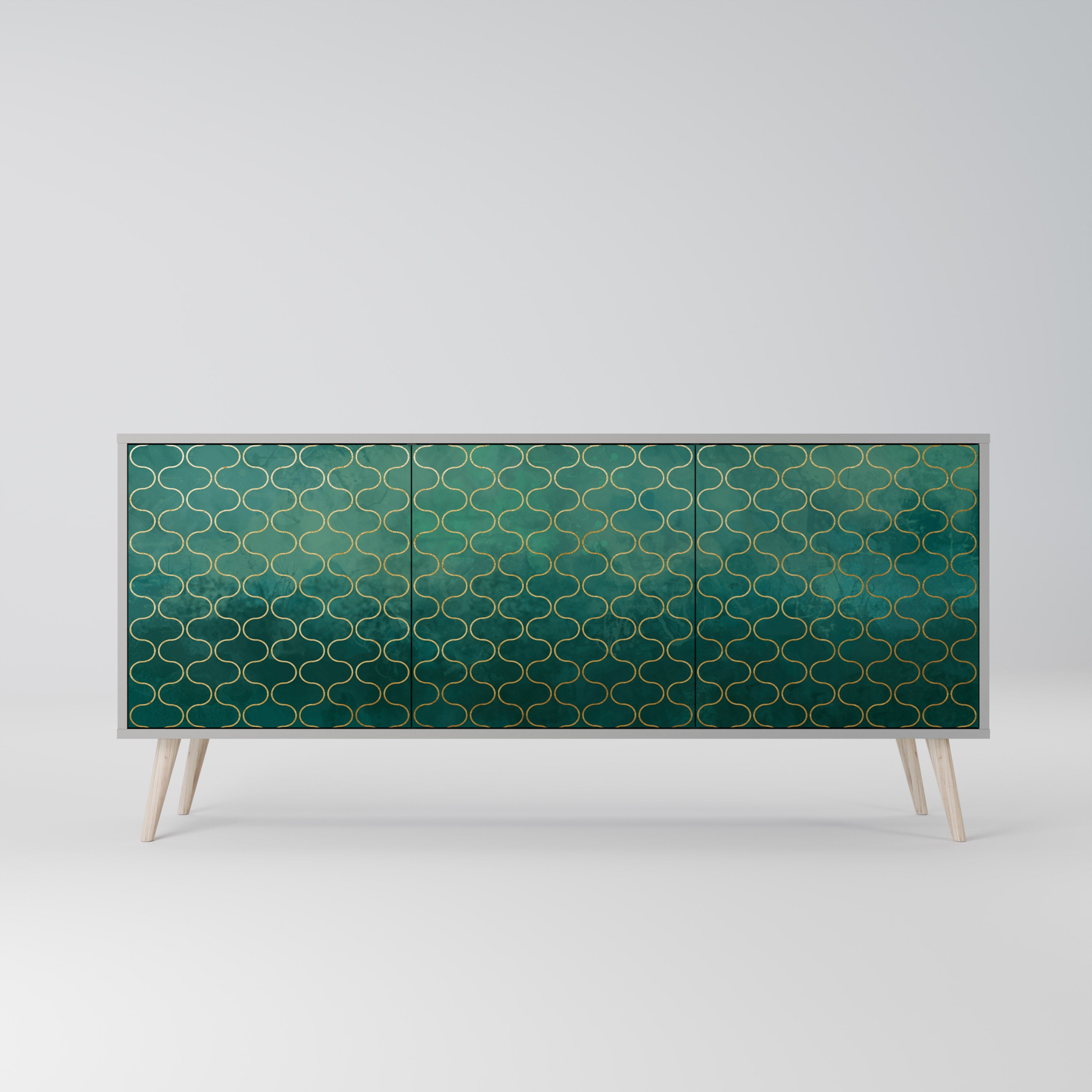 TESSELATED GREENERY Komoda 3-drzwiowa korpus Szary