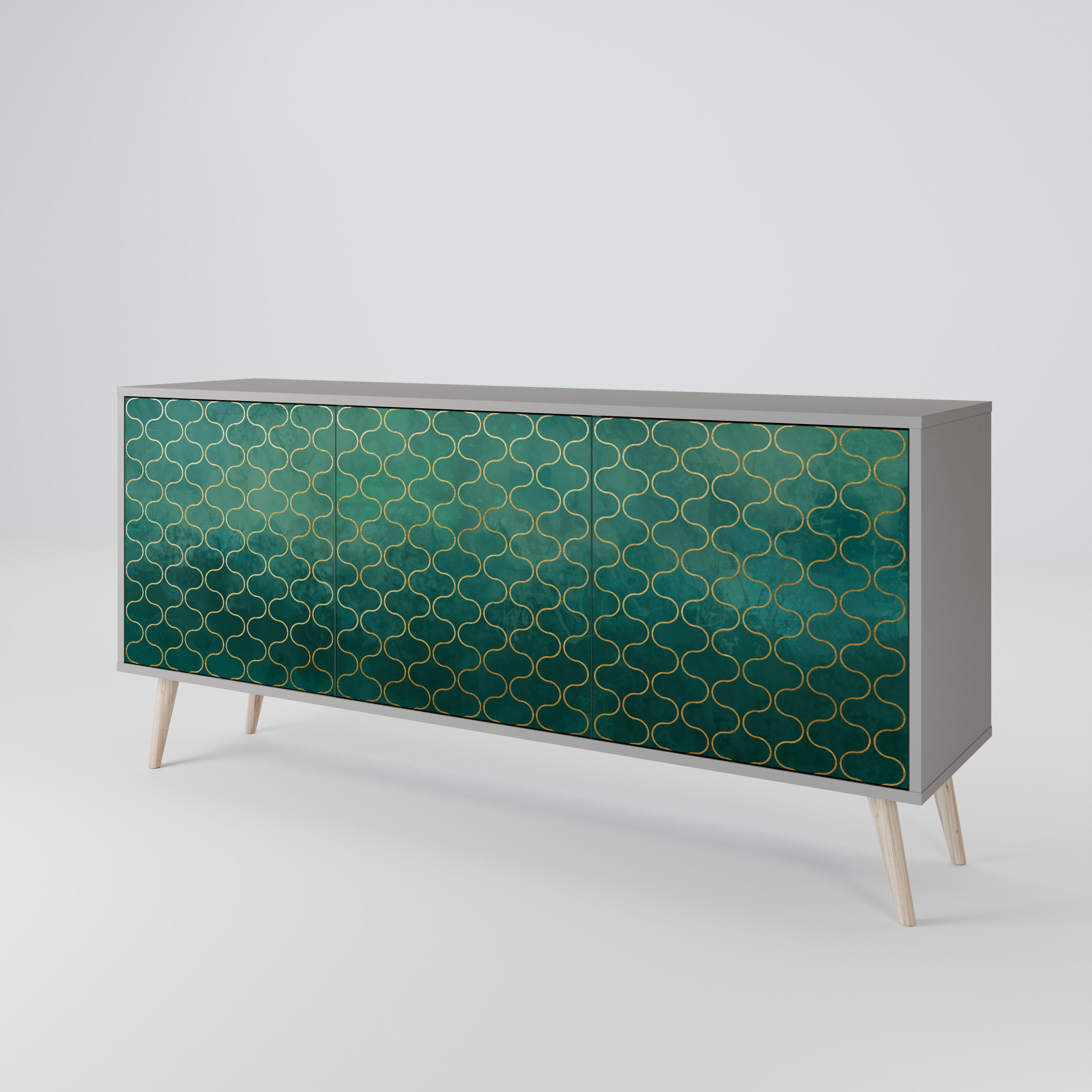 TESSELATED GREENERY Komoda 3-drzwiowa korpus Szary