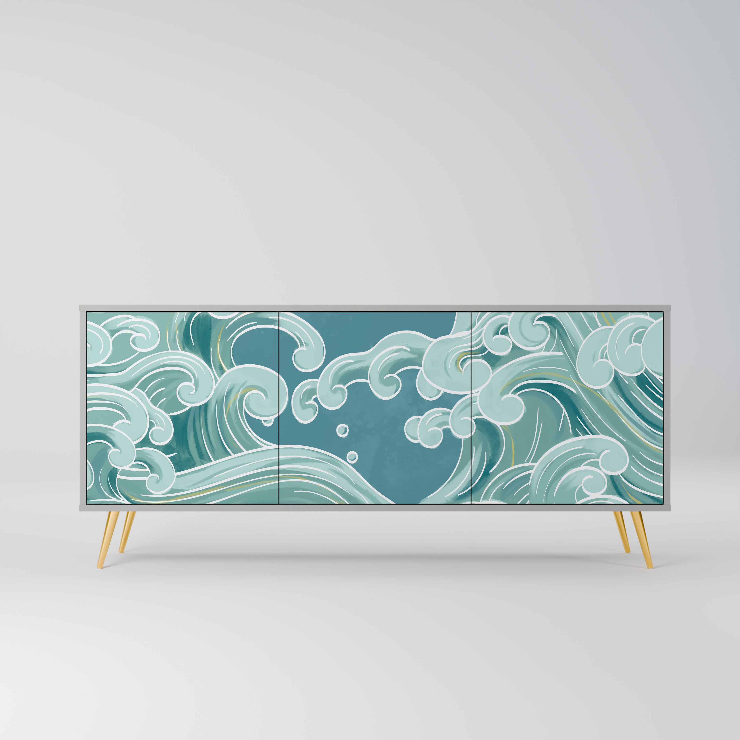 ASIAN SWAY Komoda 3-drzwiowa korpus Szary