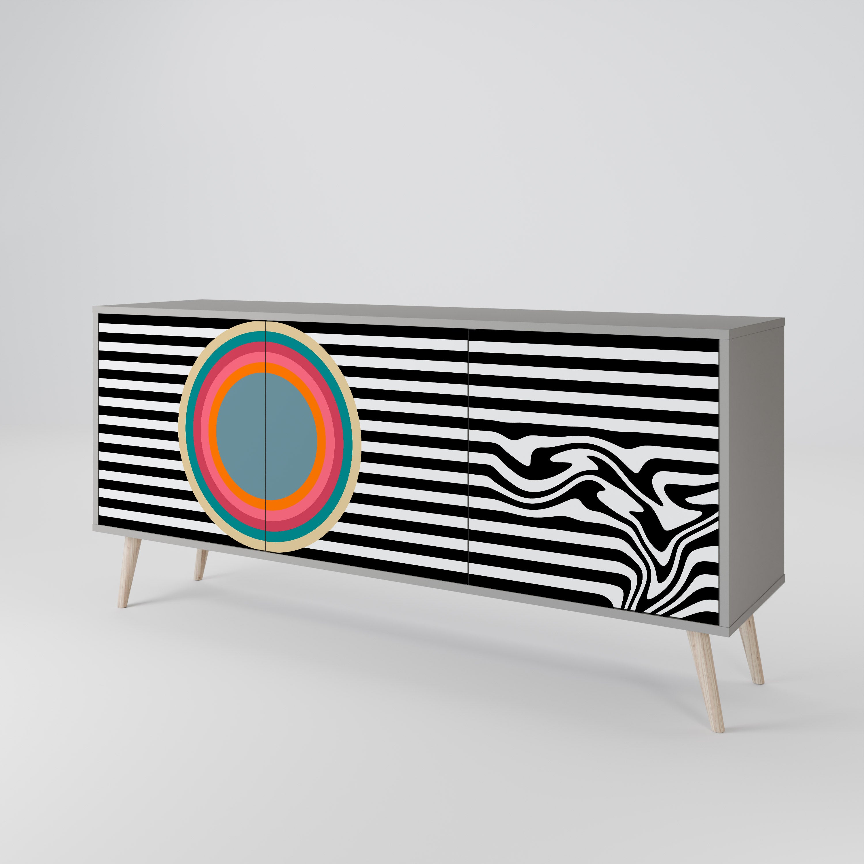 SPECTRA SHOWCASE Komoda 3-drzwiowa korpus Szary