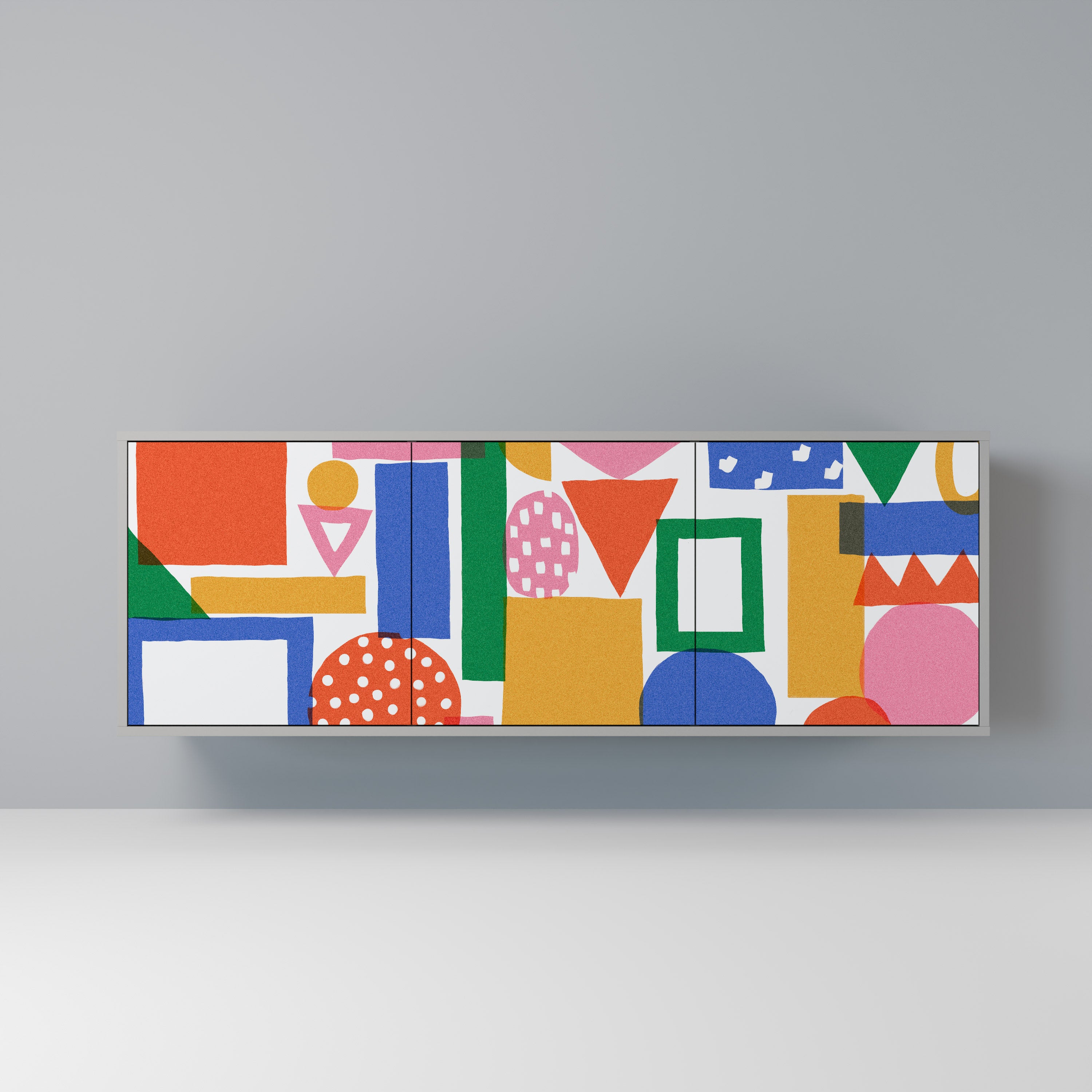 GEOMETRIC GLIMMER Komoda 3-drzwiowa korpus Szary