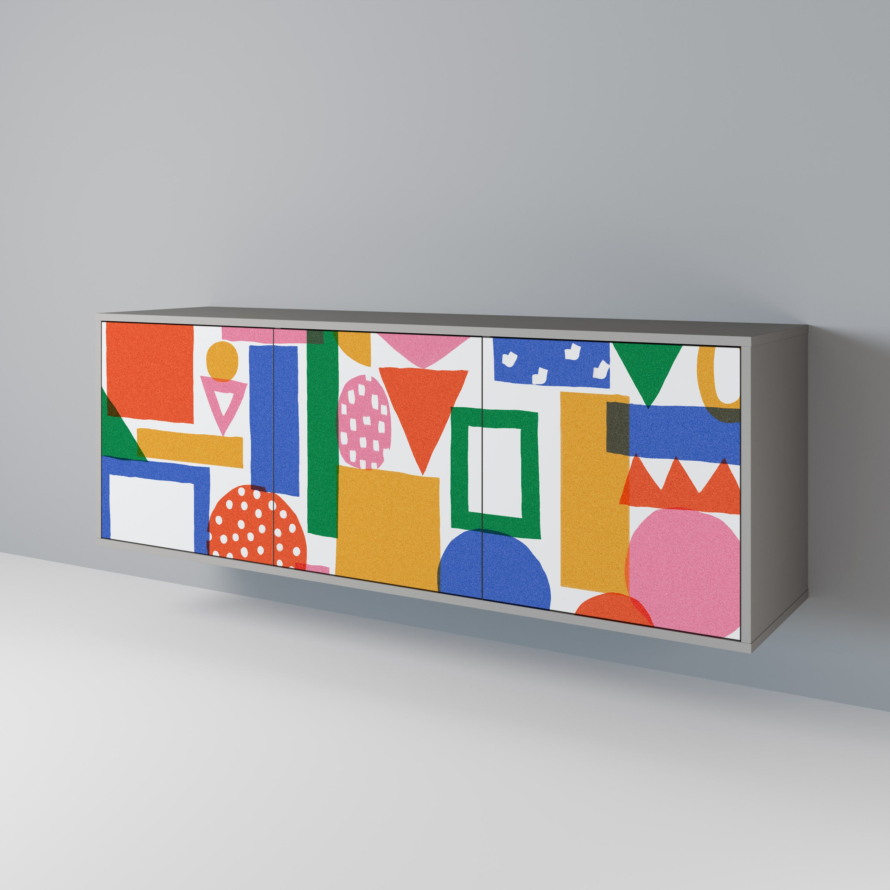 GEOMETRIC GLIMMER Komoda 3-drzwiowa korpus Szary