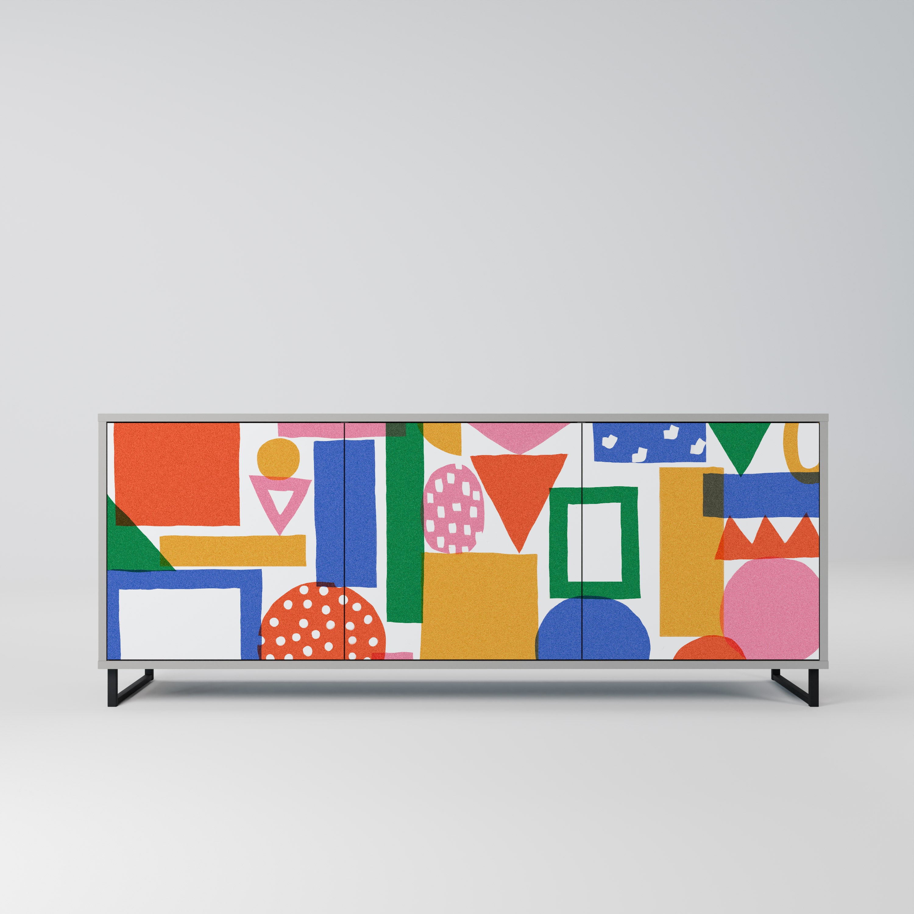 GEOMETRIC GLIMMER Komoda 3-drzwiowa korpus Szary