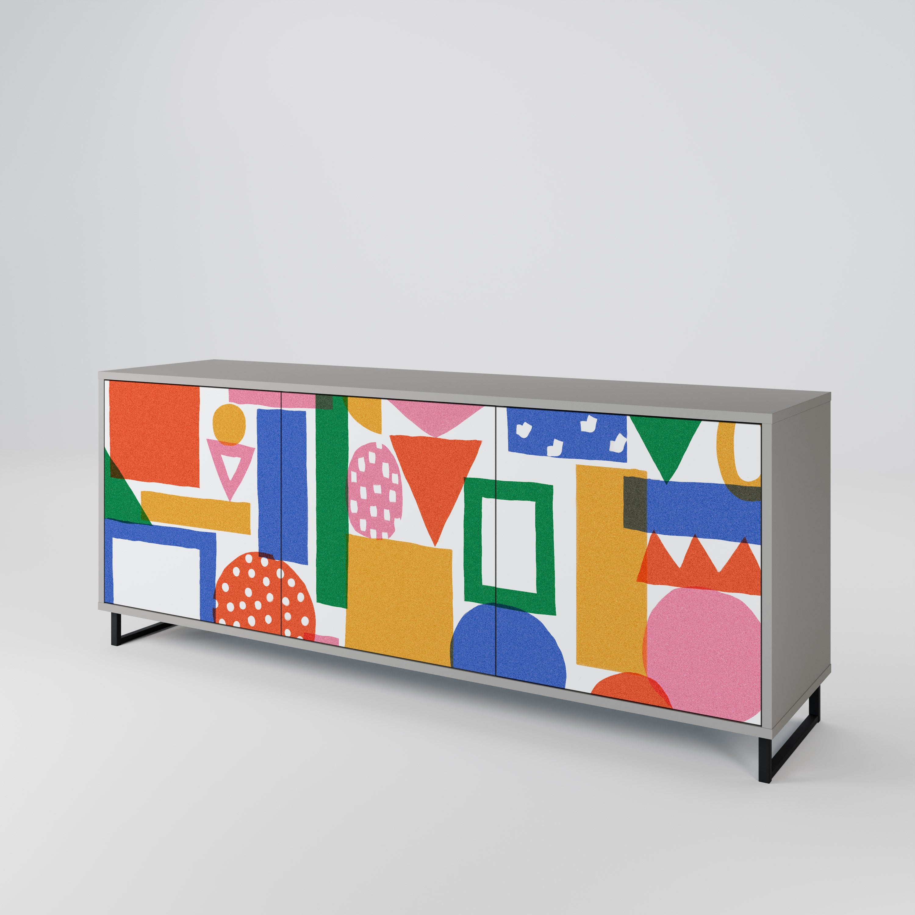 GEOMETRIC GLIMMER Komoda 3-drzwiowa korpus Szary