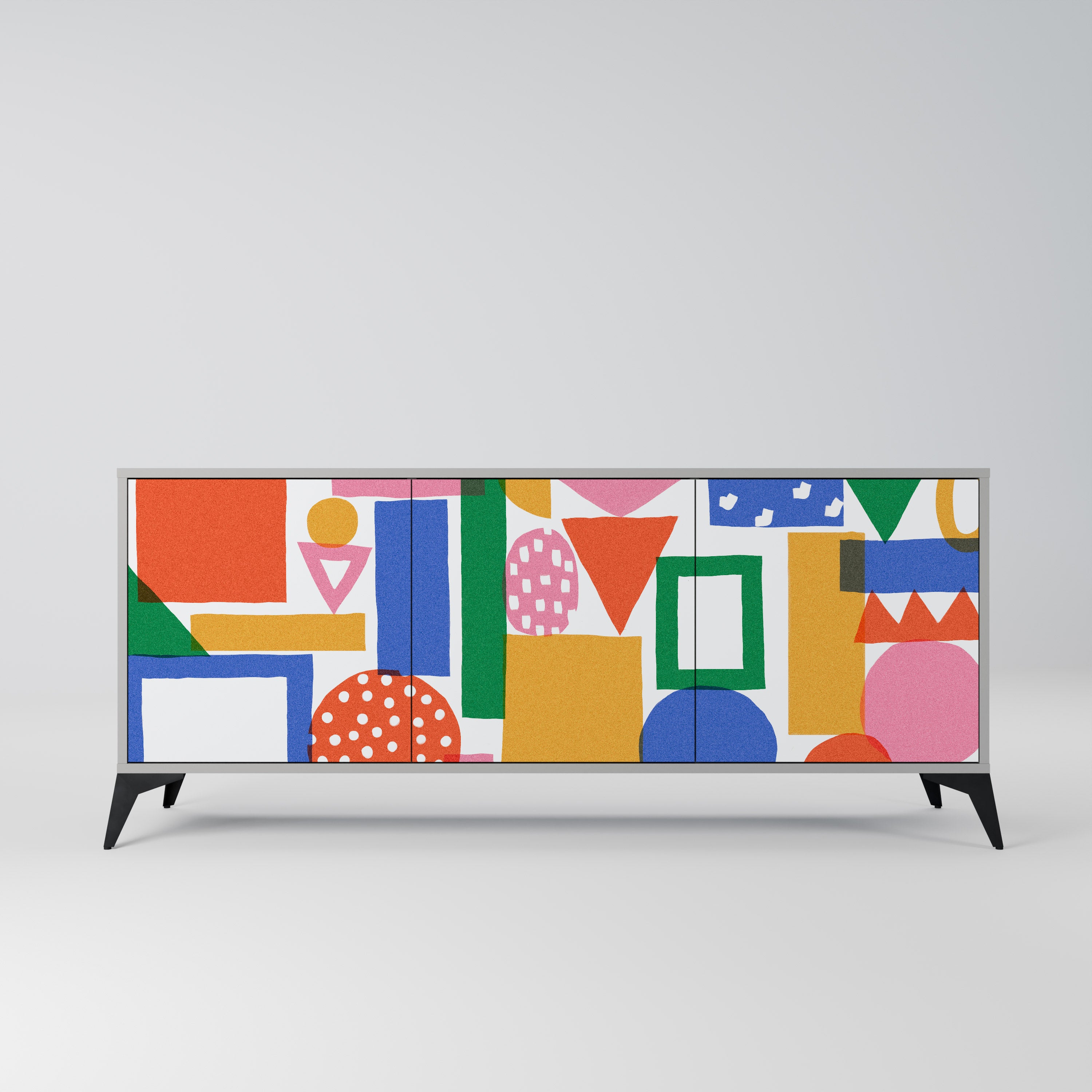 GEOMETRIC GLIMMER Komoda 3-drzwiowa korpus Szary