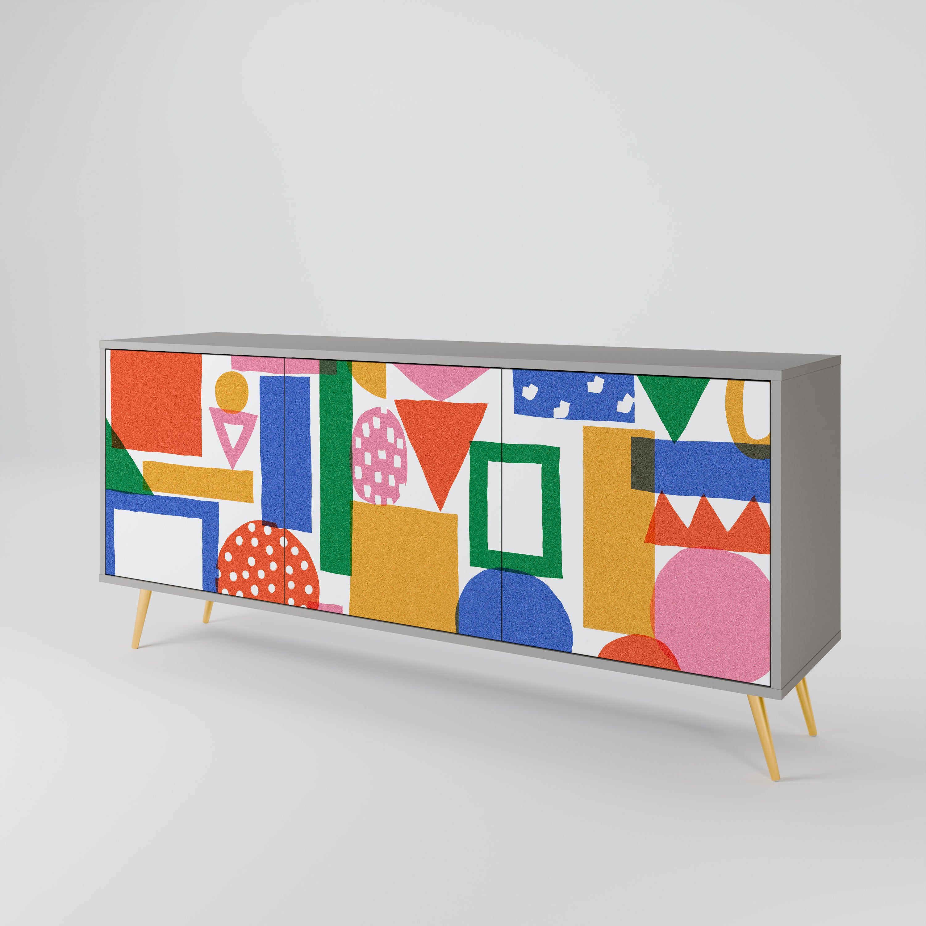 GEOMETRIC GLIMMER Komoda 3-drzwiowa korpus Szary