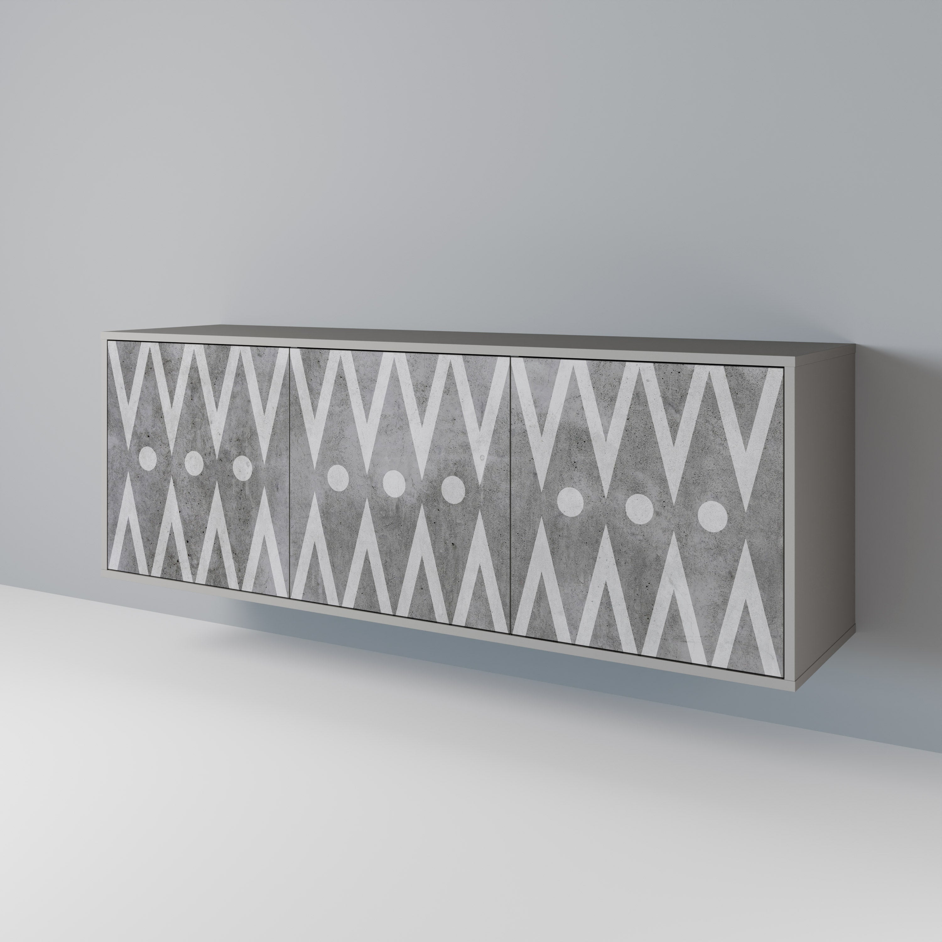 SHARP EDGES Komoda 3-drzwiowa korpus Szary