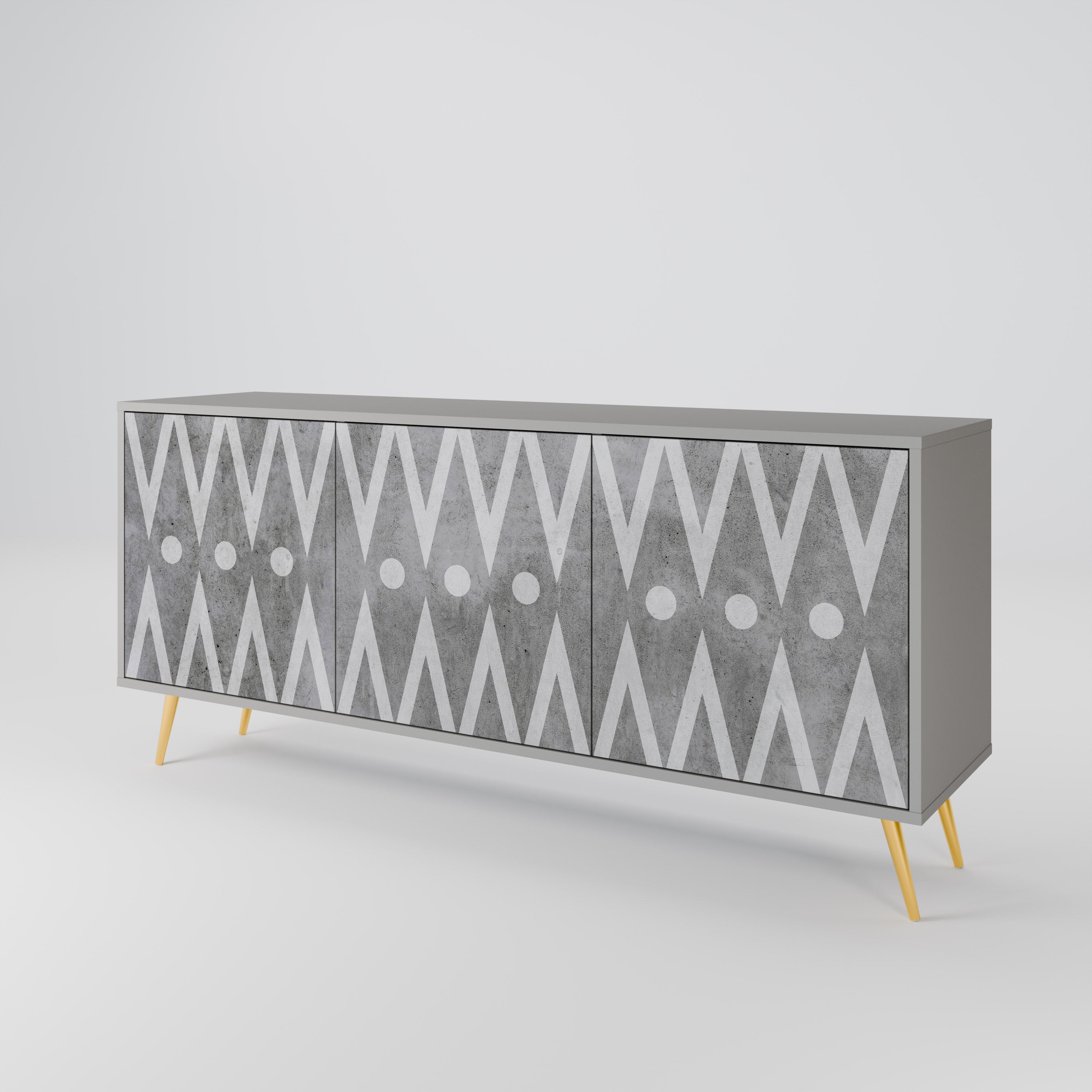 SHARP EDGES Komoda 3-drzwiowa korpus Szary