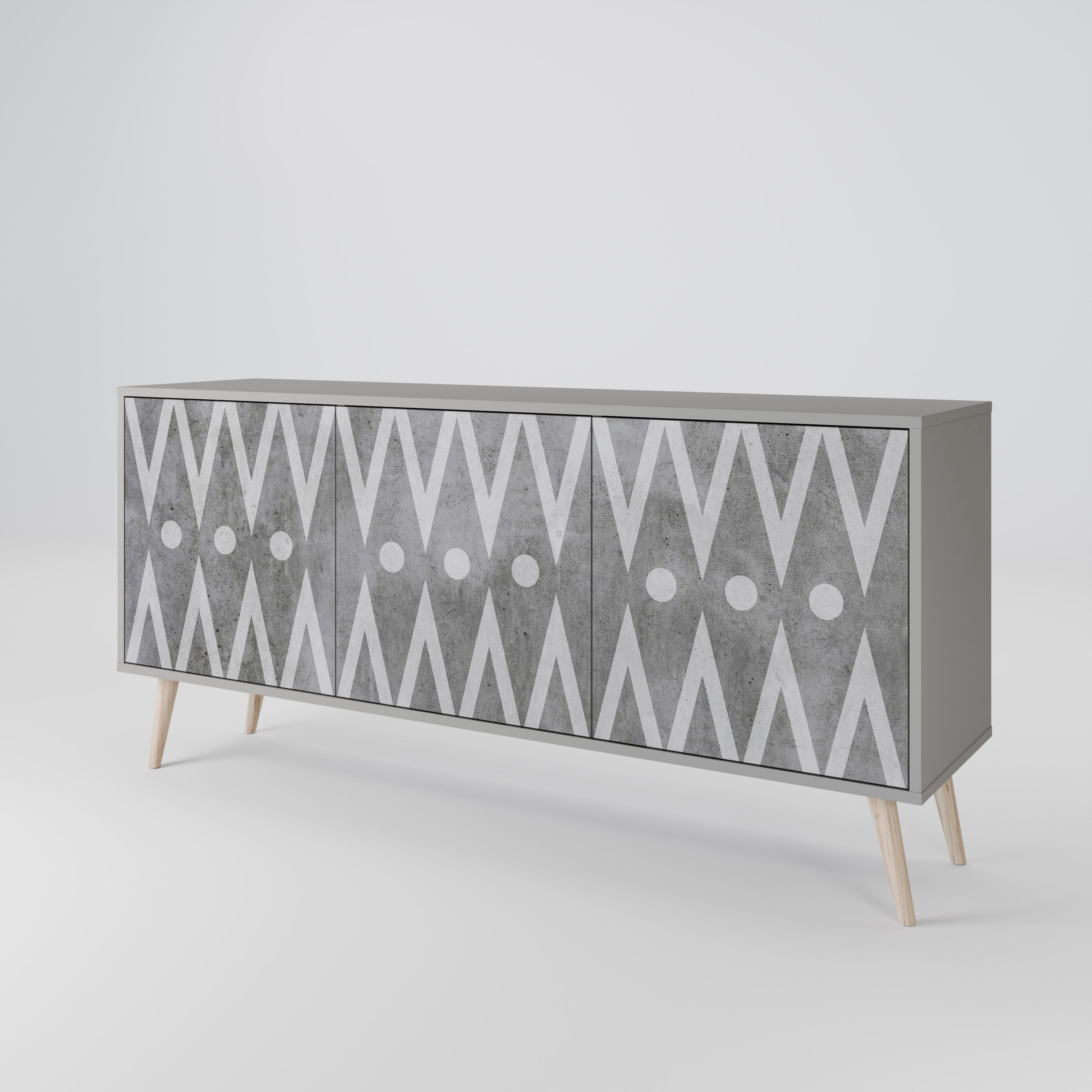 SHARP EDGES Komoda 3-drzwiowa korpus Szary