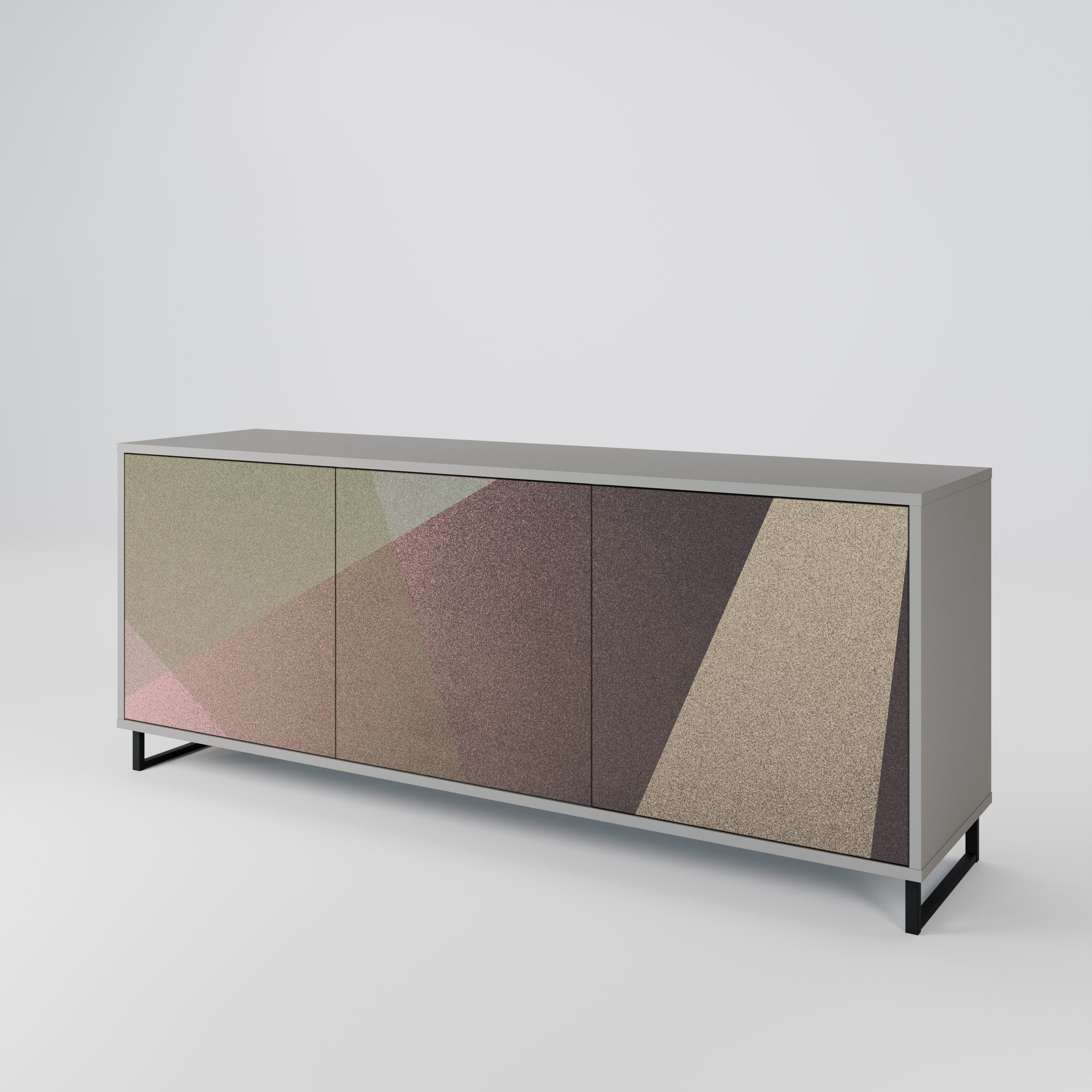 BEIGE GEOMETRY Komoda 3-drzwiowa korpus Szary