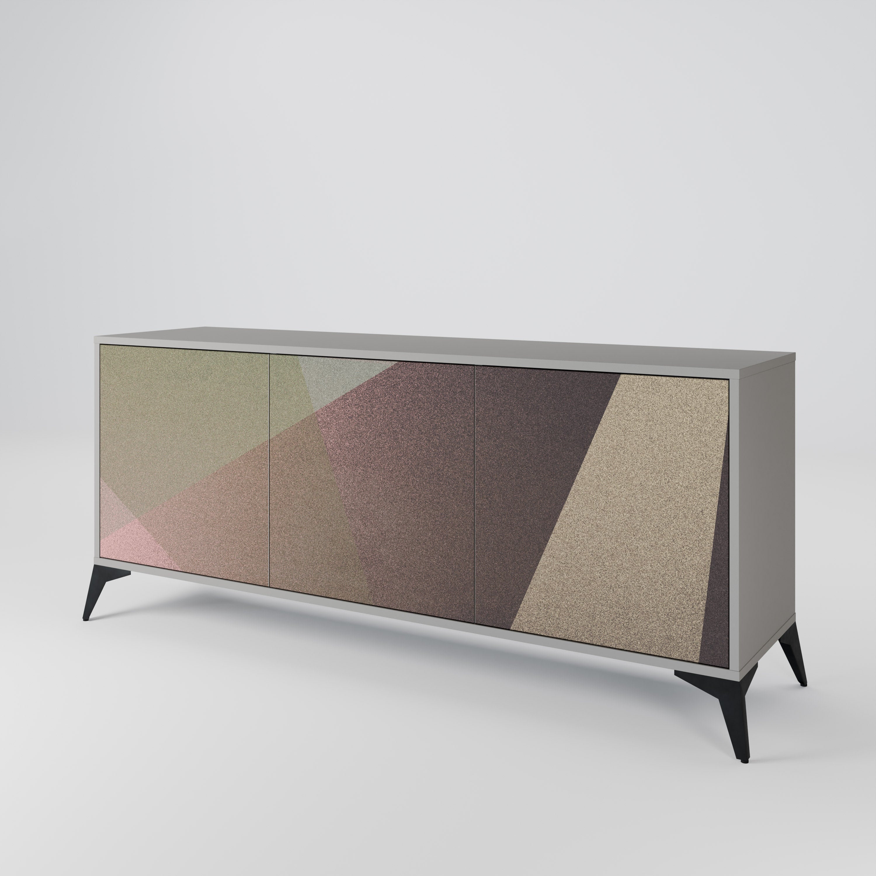 BEIGE GEOMETRY Komoda 3-drzwiowa korpus Szary