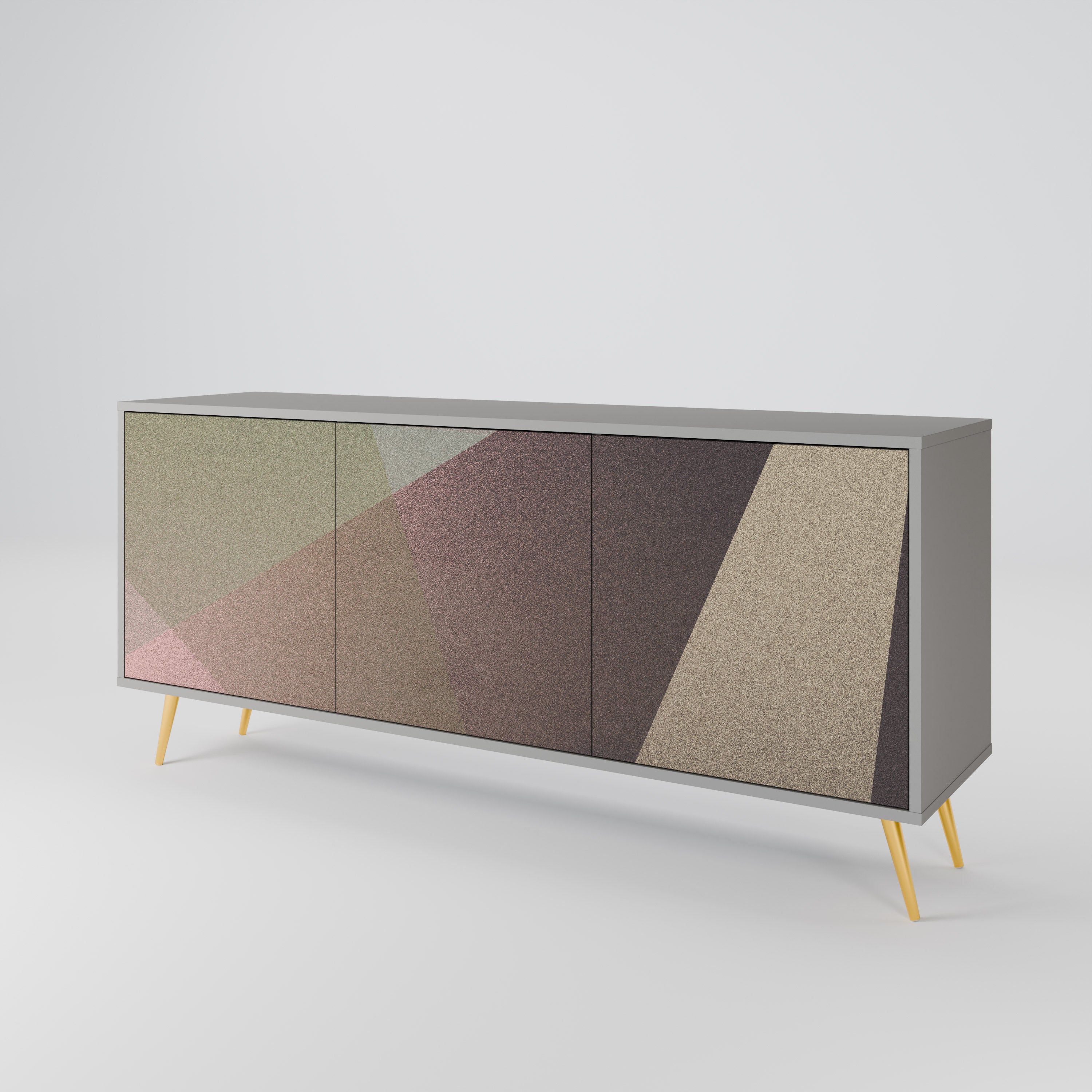 BEIGE GEOMETRY Komoda 3-drzwiowa korpus Szary