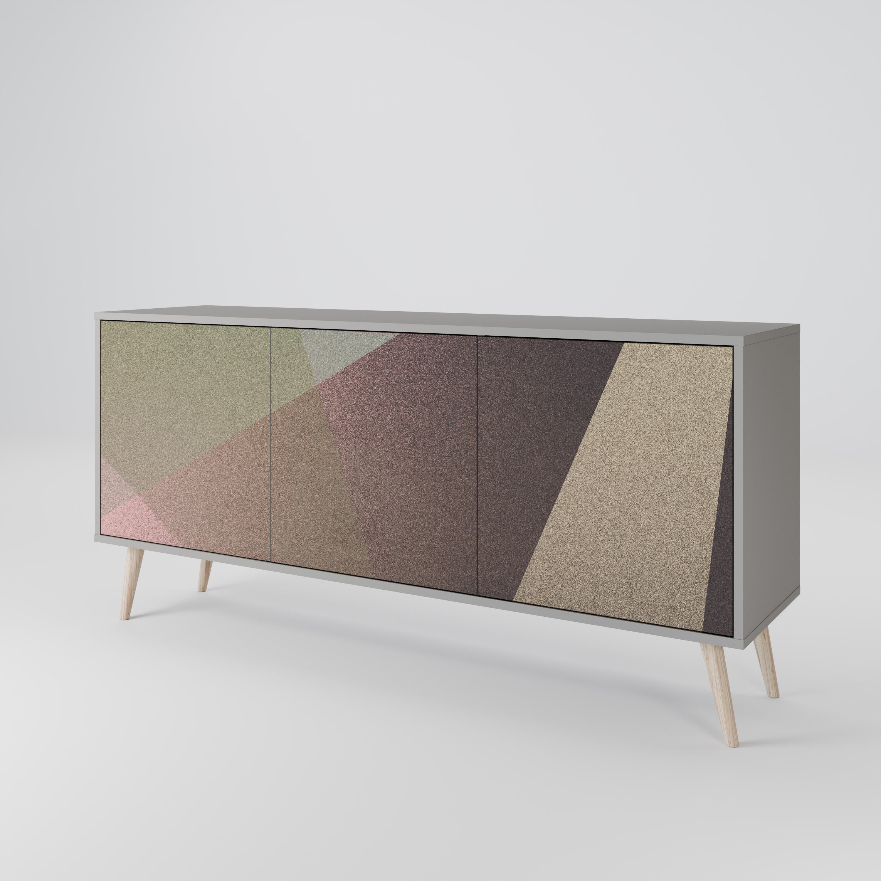 BEIGE GEOMETRY Komoda 3-drzwiowa korpus Szary