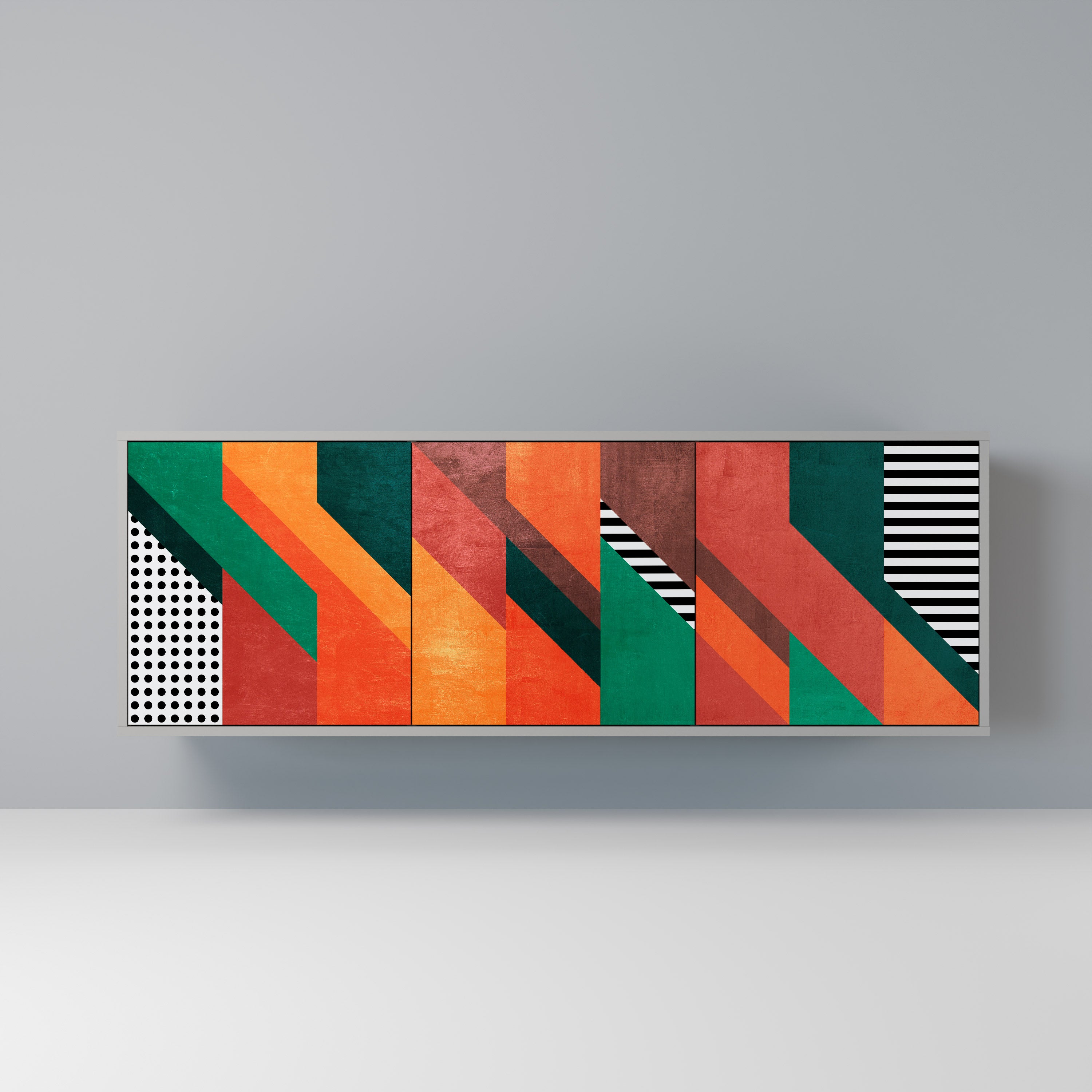 MAKESHIFT ARTISTRY Komoda 3-drzwiowa korpus Szary
