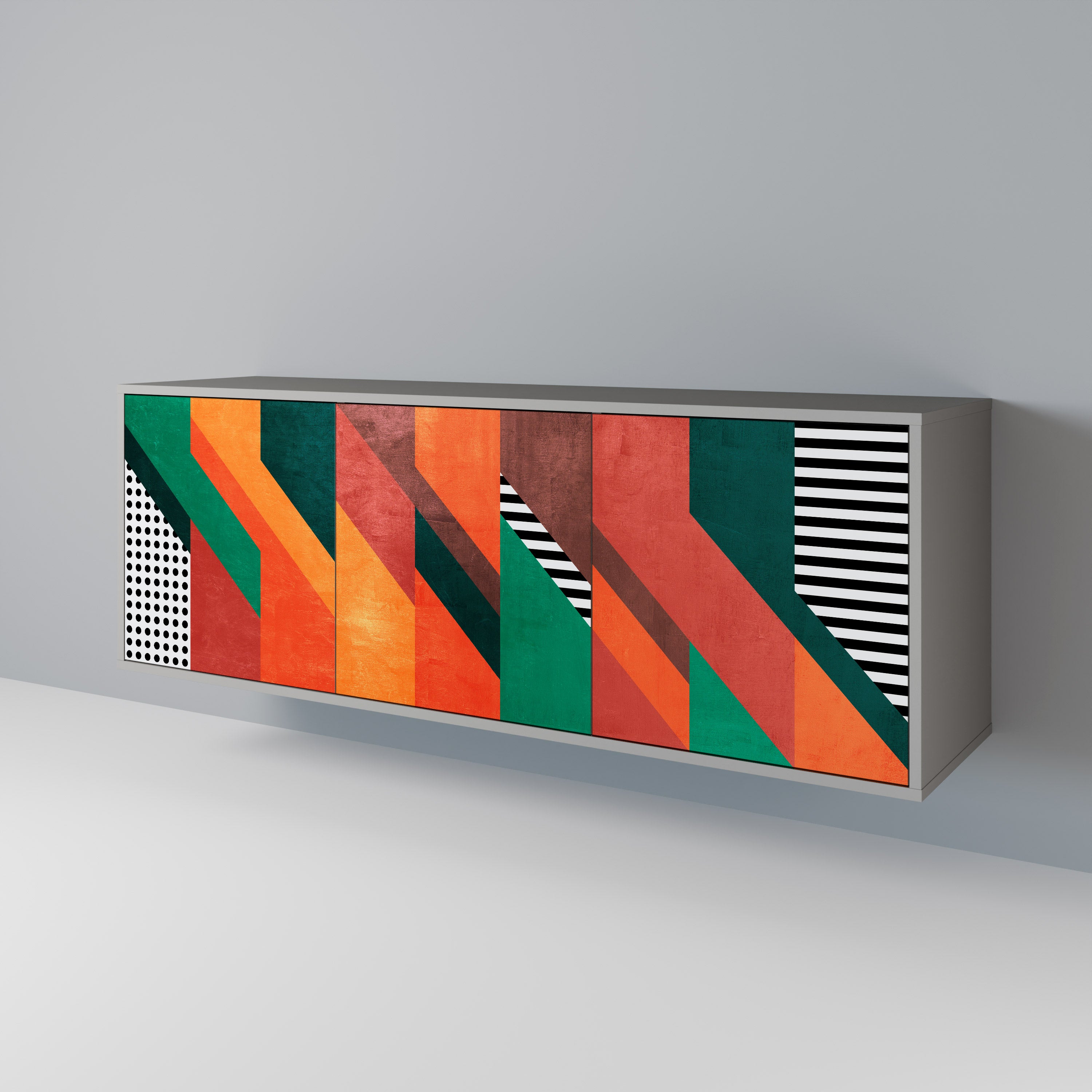 MAKESHIFT ARTISTRY Komoda 3-drzwiowa korpus Szary