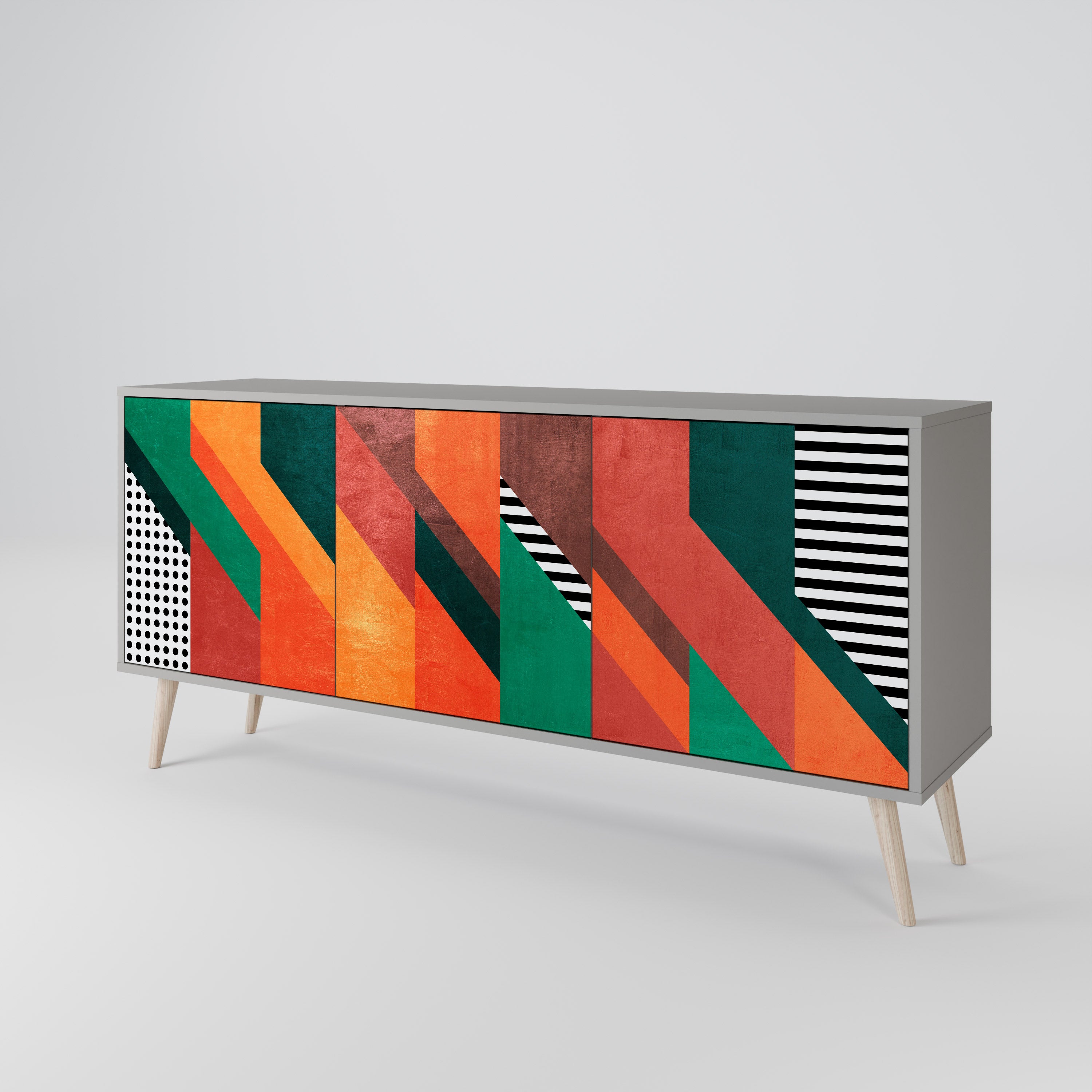 MAKESHIFT ARTISTRY Komoda 3-drzwiowa korpus Szary