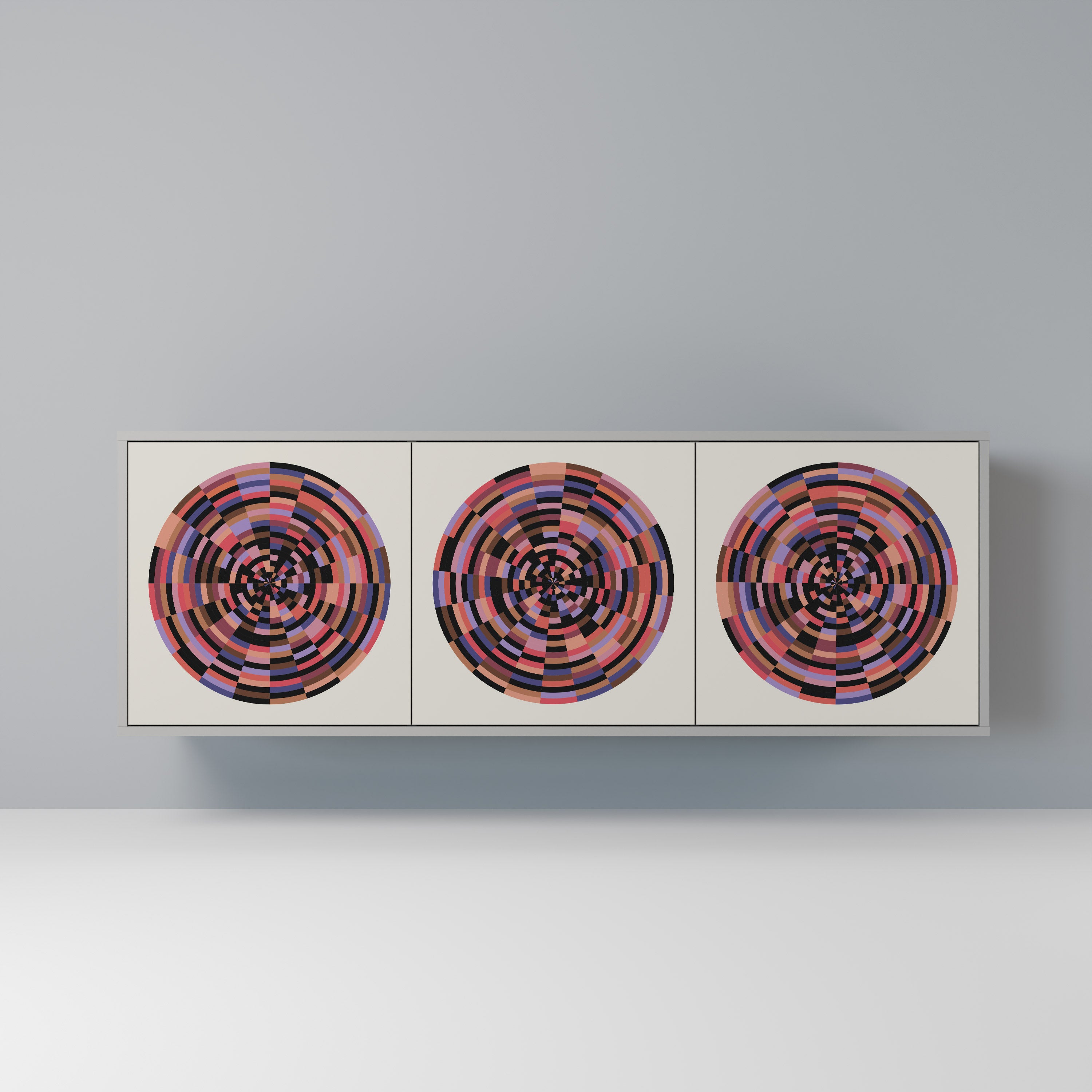 BROWN CIRCLES Komoda 3-drzwiowa korpus Szary