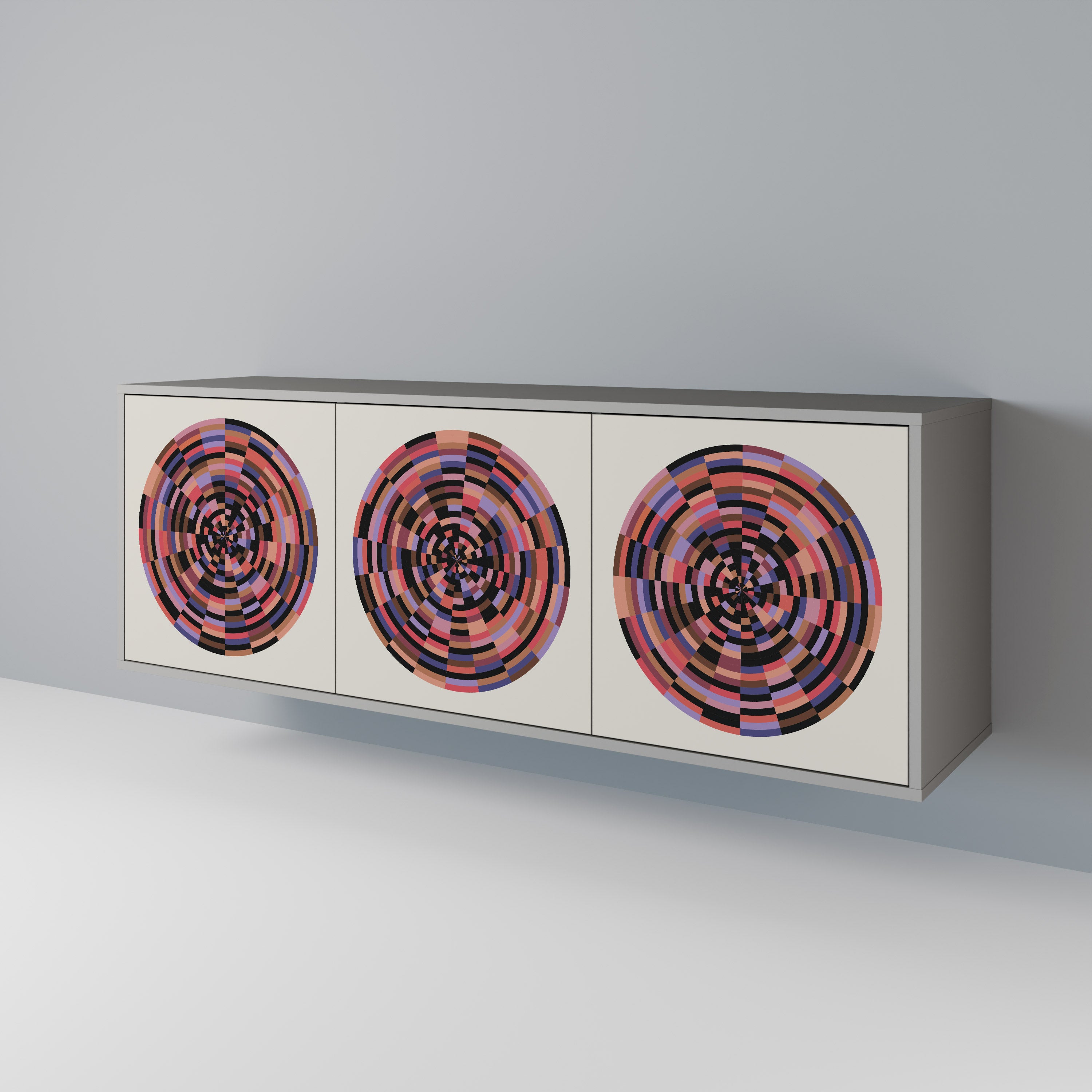 BROWN CIRCLES Komoda 3-drzwiowa korpus Szary