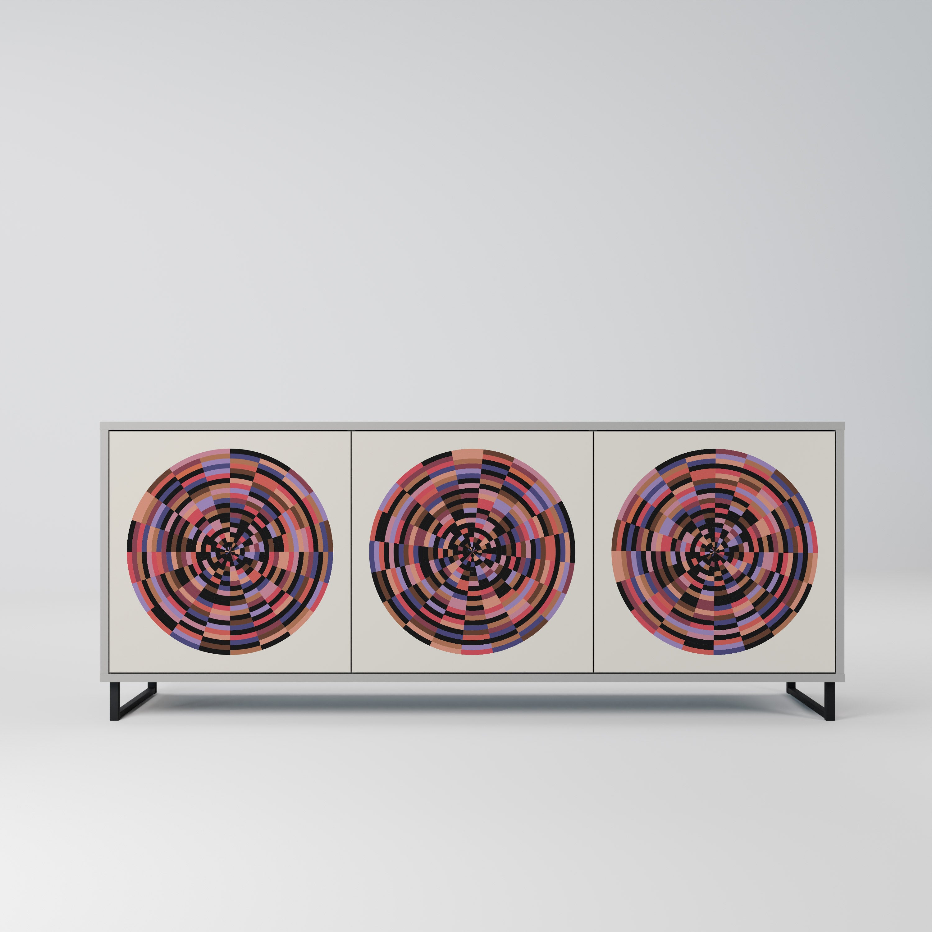 BROWN CIRCLES Komoda 3-drzwiowa korpus Szary