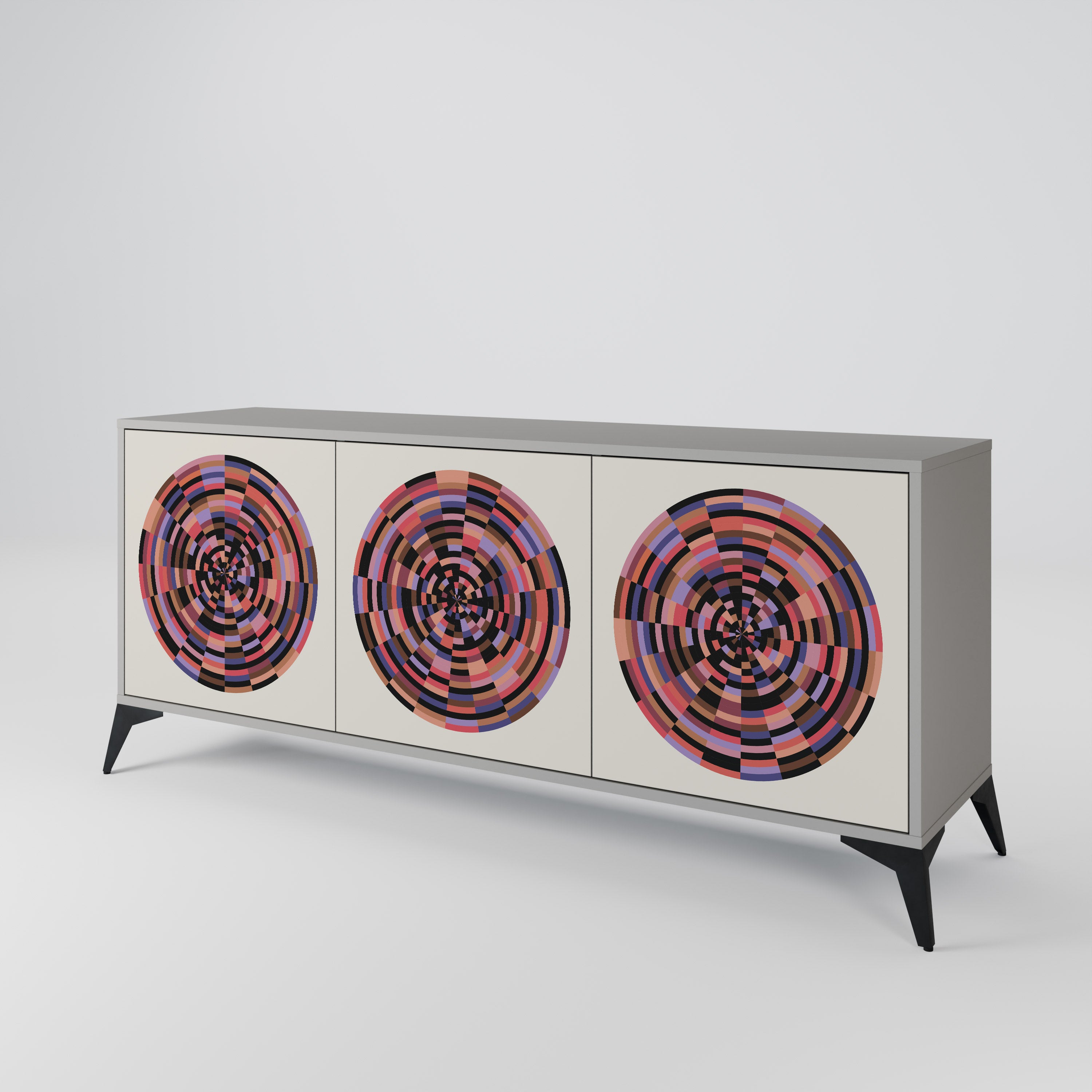 BROWN CIRCLES Komoda 3-drzwiowa korpus Szary