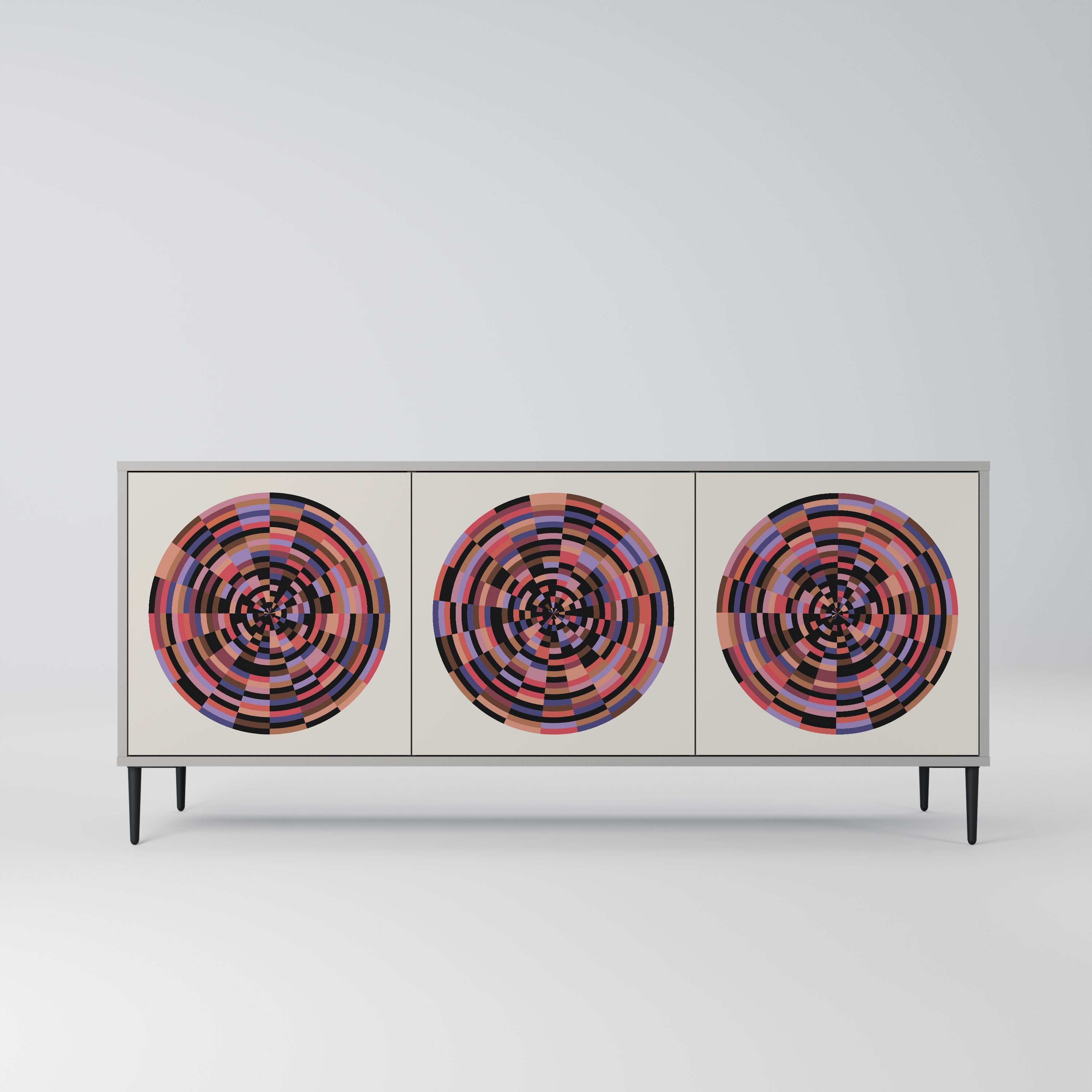 BROWN CIRCLES Komoda 3-drzwiowa korpus Szary