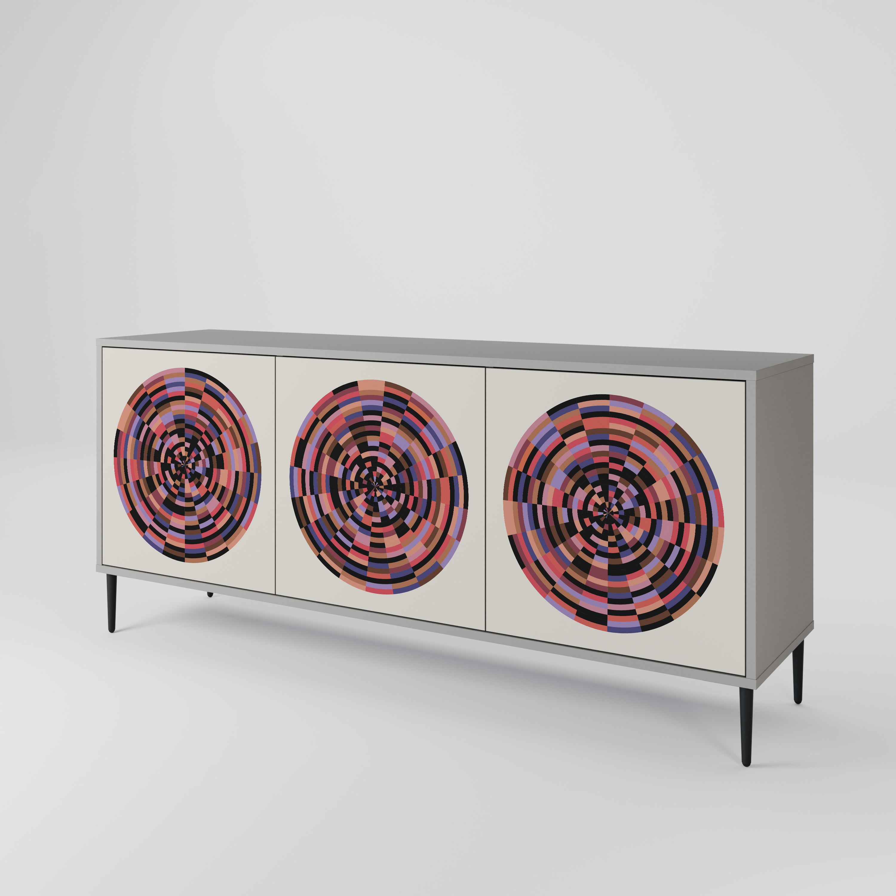 BROWN CIRCLES Komoda 3-drzwiowa korpus Szary