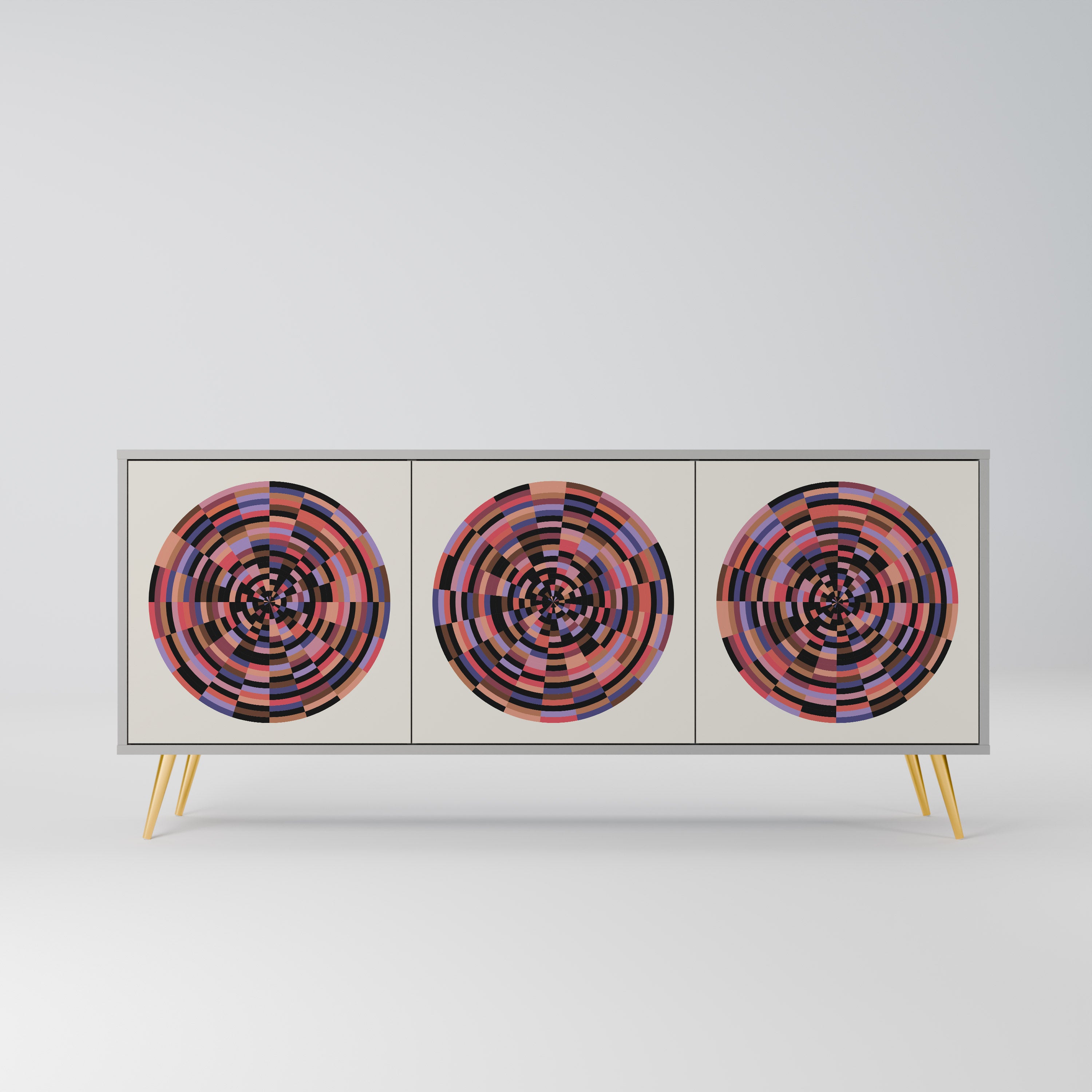 BROWN CIRCLES Komoda 3-drzwiowa korpus Szary