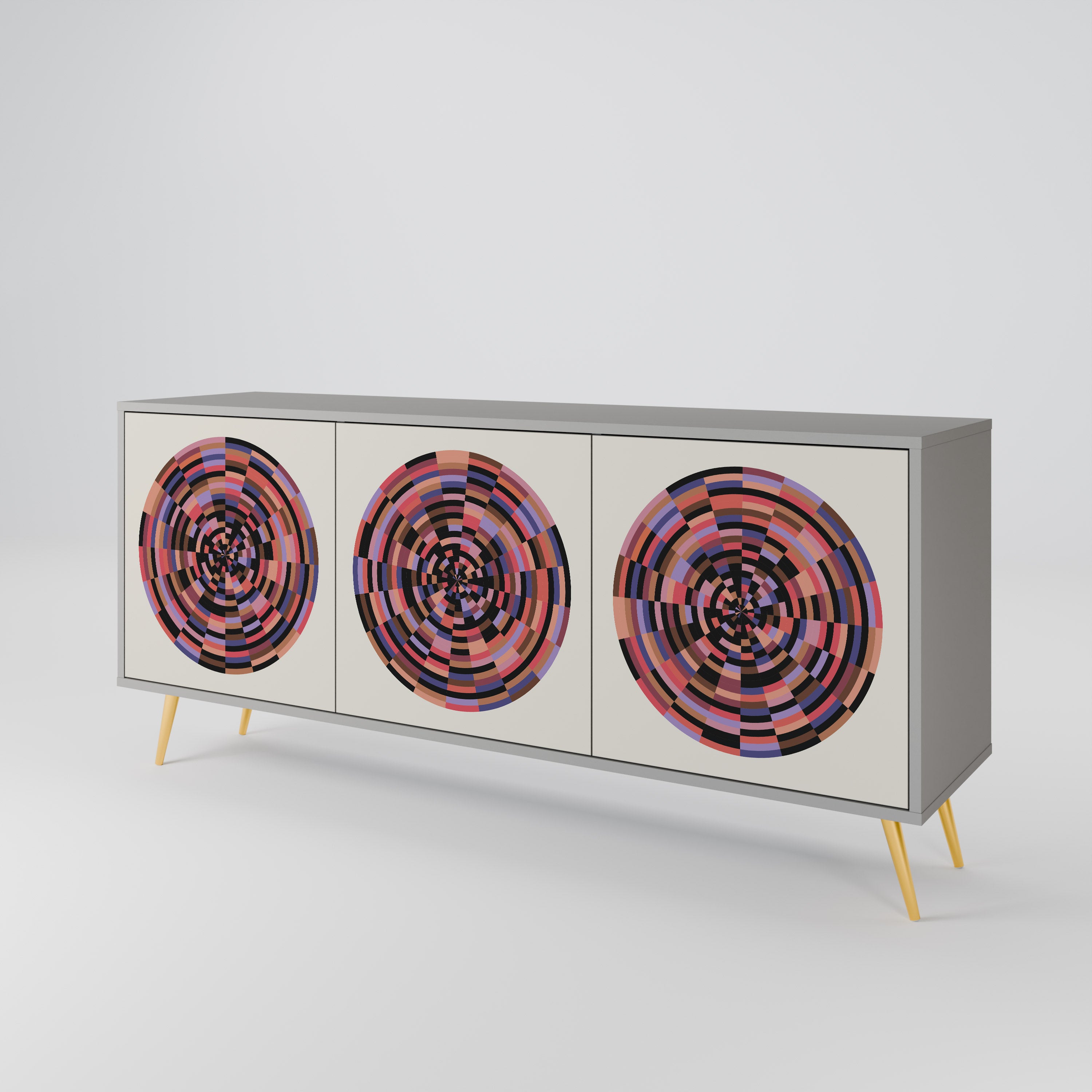 BROWN CIRCLES Komoda 3-drzwiowa korpus Szary