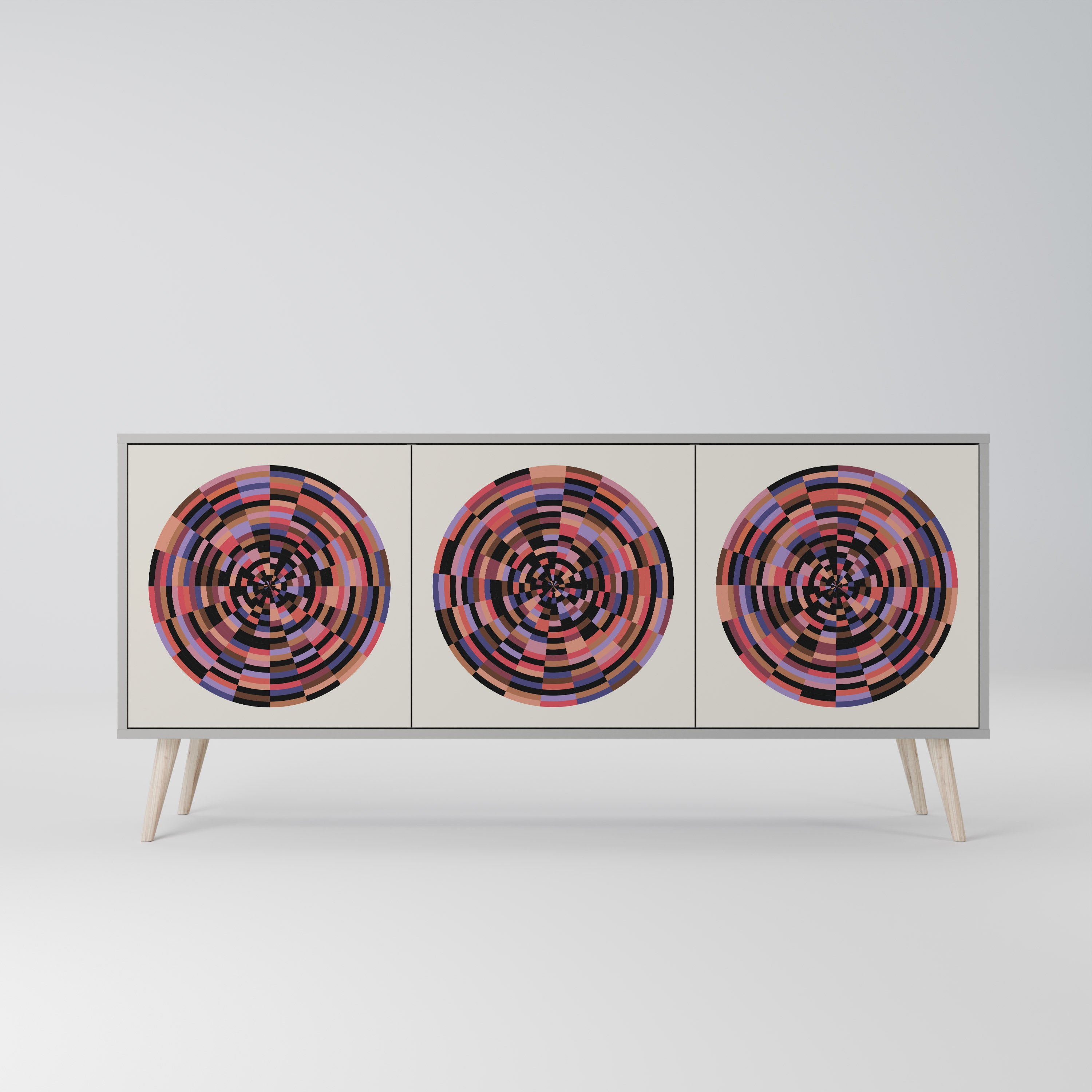BROWN CIRCLES Komoda 3-drzwiowa korpus Szary
