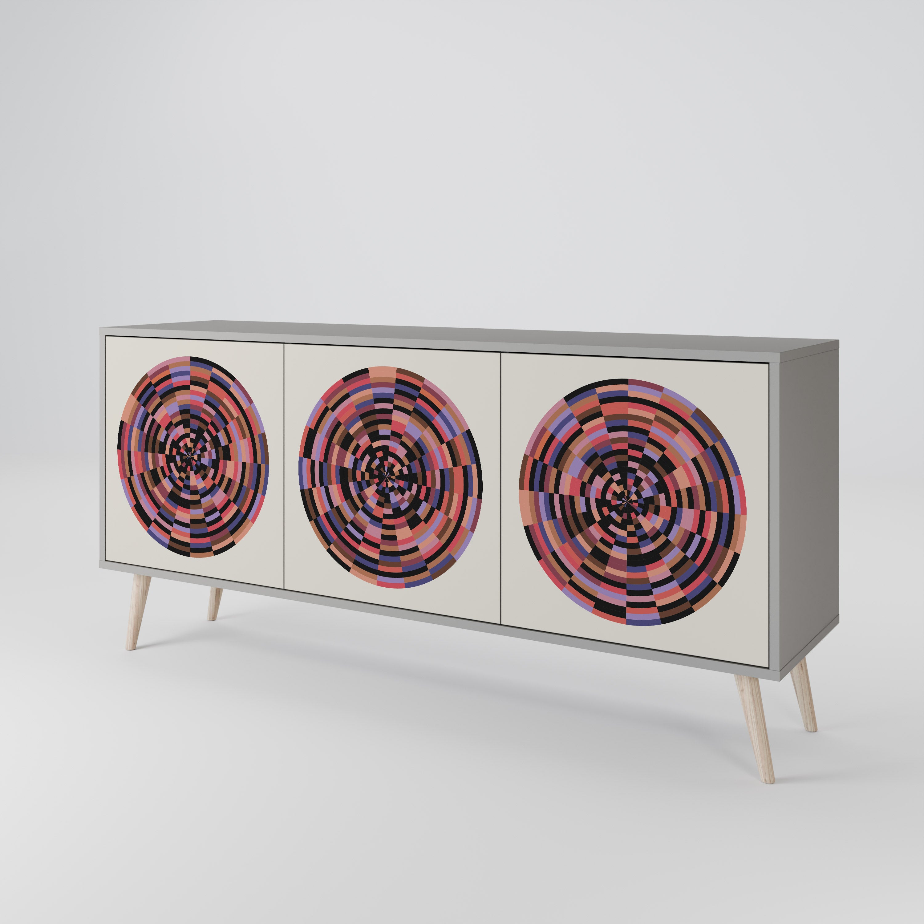 BROWN CIRCLES Komoda 3-drzwiowa korpus Szary