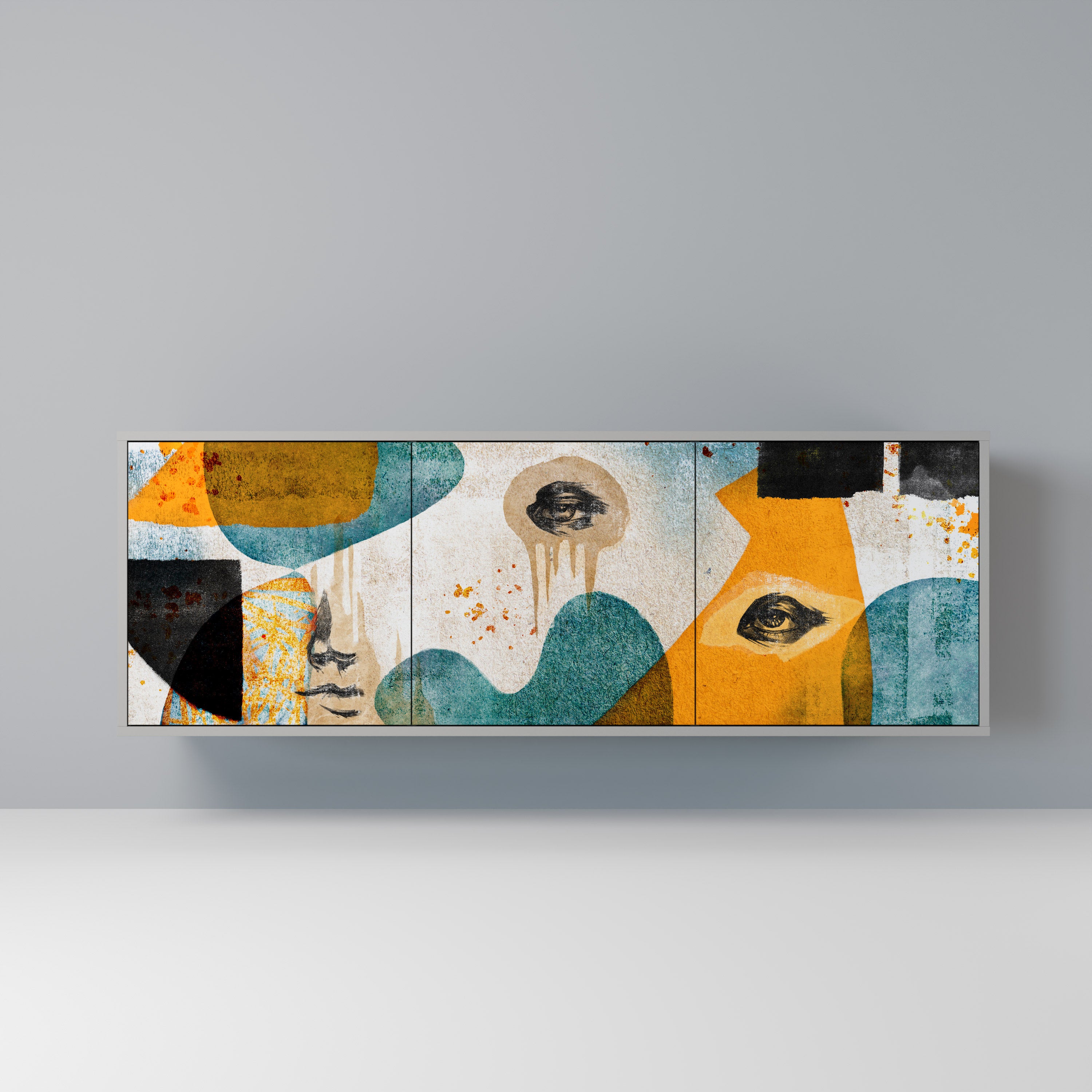 ABSTRACT FACES Komoda 3-drzwiowa korpus Szary