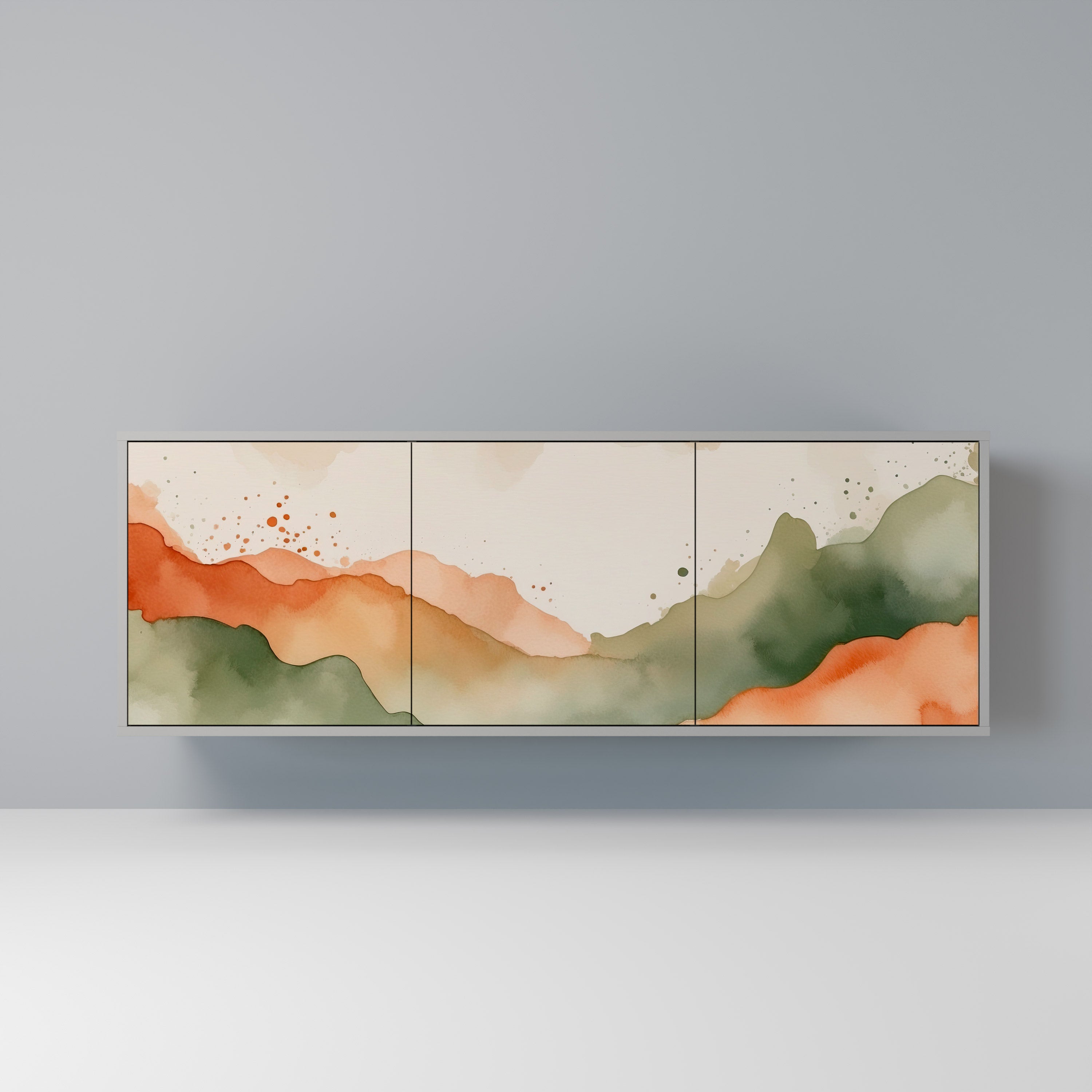 WATERCOLOUR PEAKS Komoda 3-drzwiowa korpus Szary