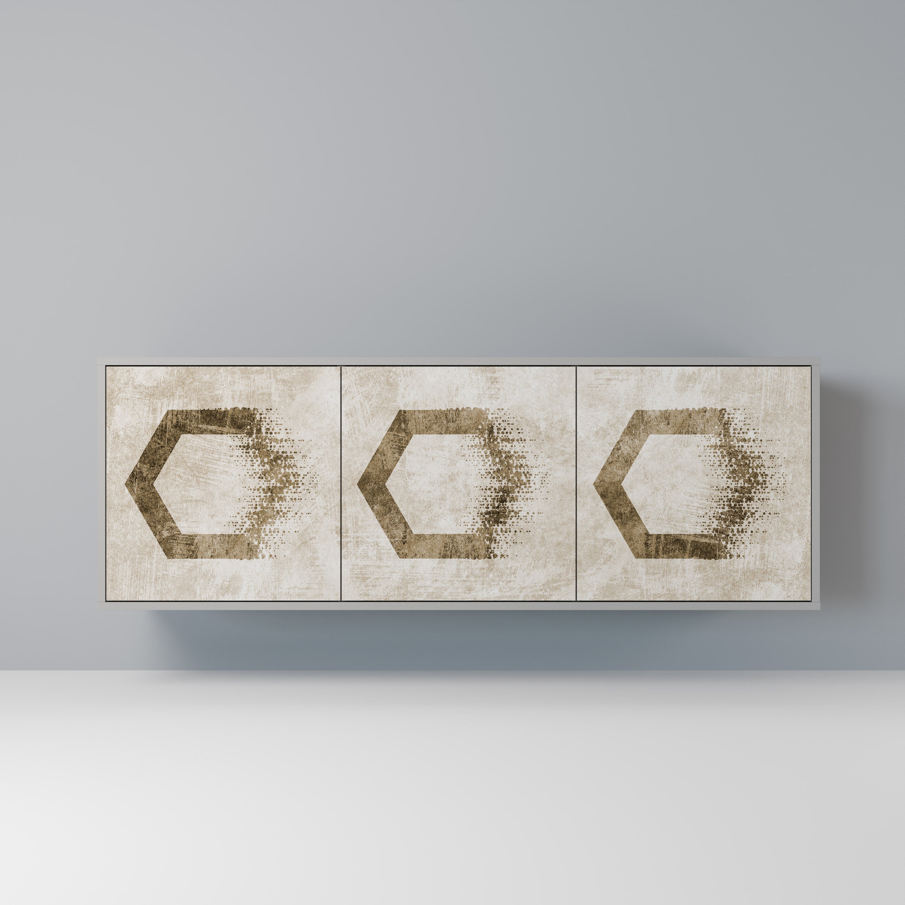HEXAGONAL SHAPES Komoda 3-drzwiowa korpus Szary
