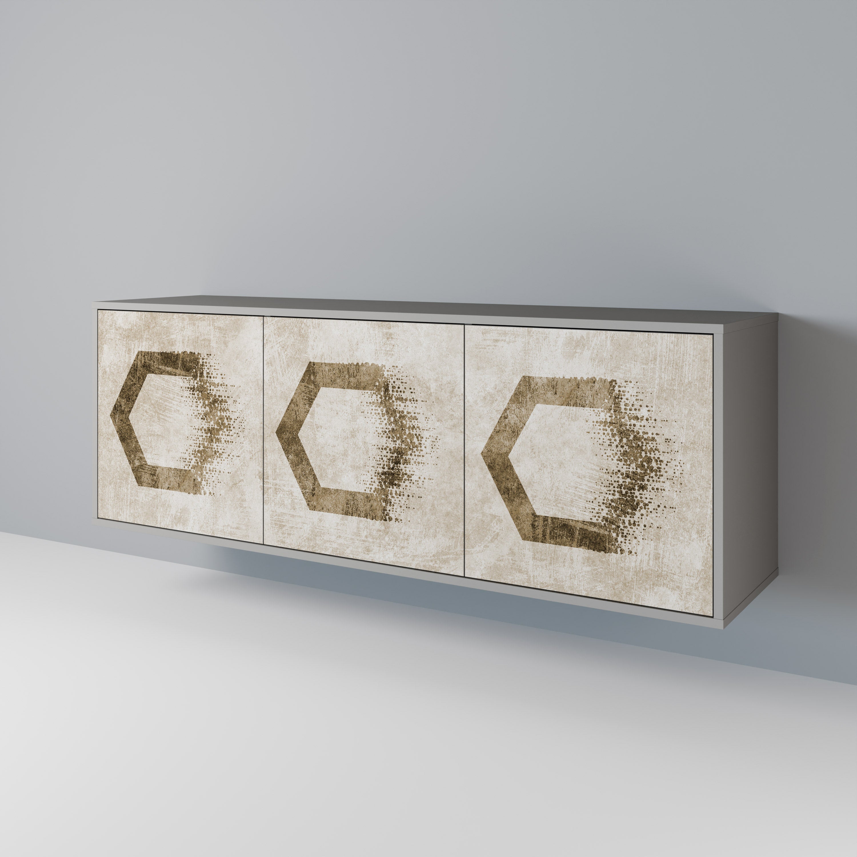 HEXAGONAL SHAPES Komoda 3-drzwiowa korpus Szary