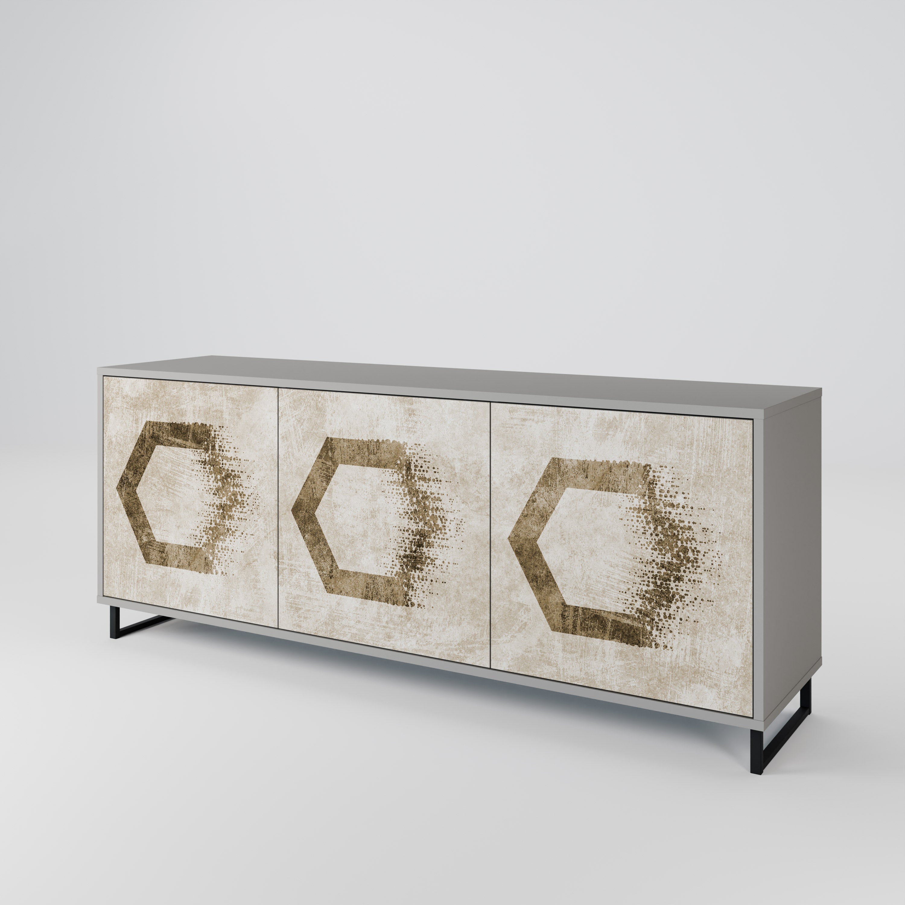 HEXAGONAL SHAPES Komoda 3-drzwiowa korpus Szary